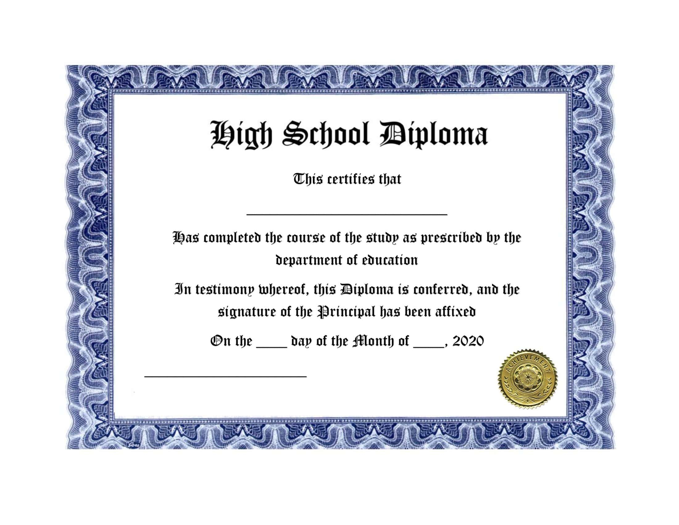Free Printable High School Diploma Templates PDF Word With Seal Free Printable High School Diploma Templates PDF Word With Seal