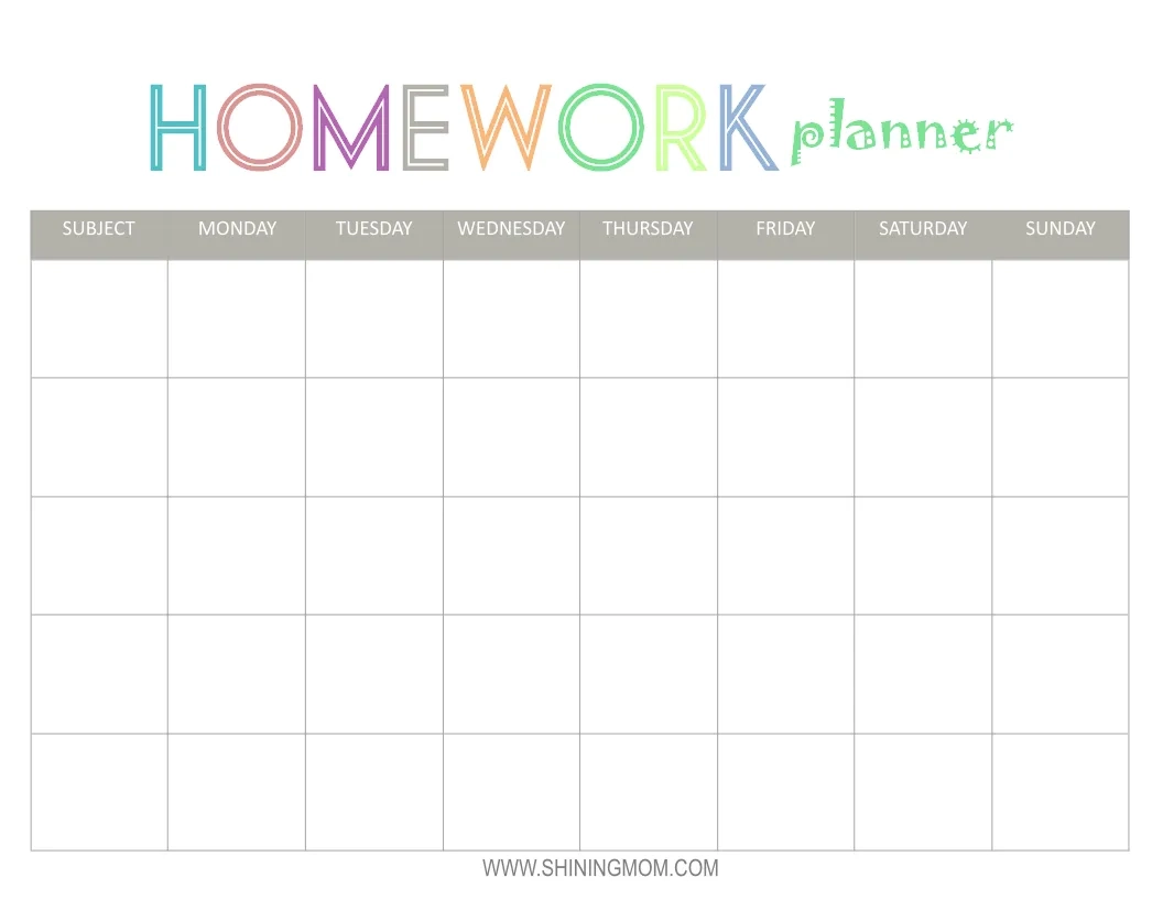 Free Printable Homework Planner