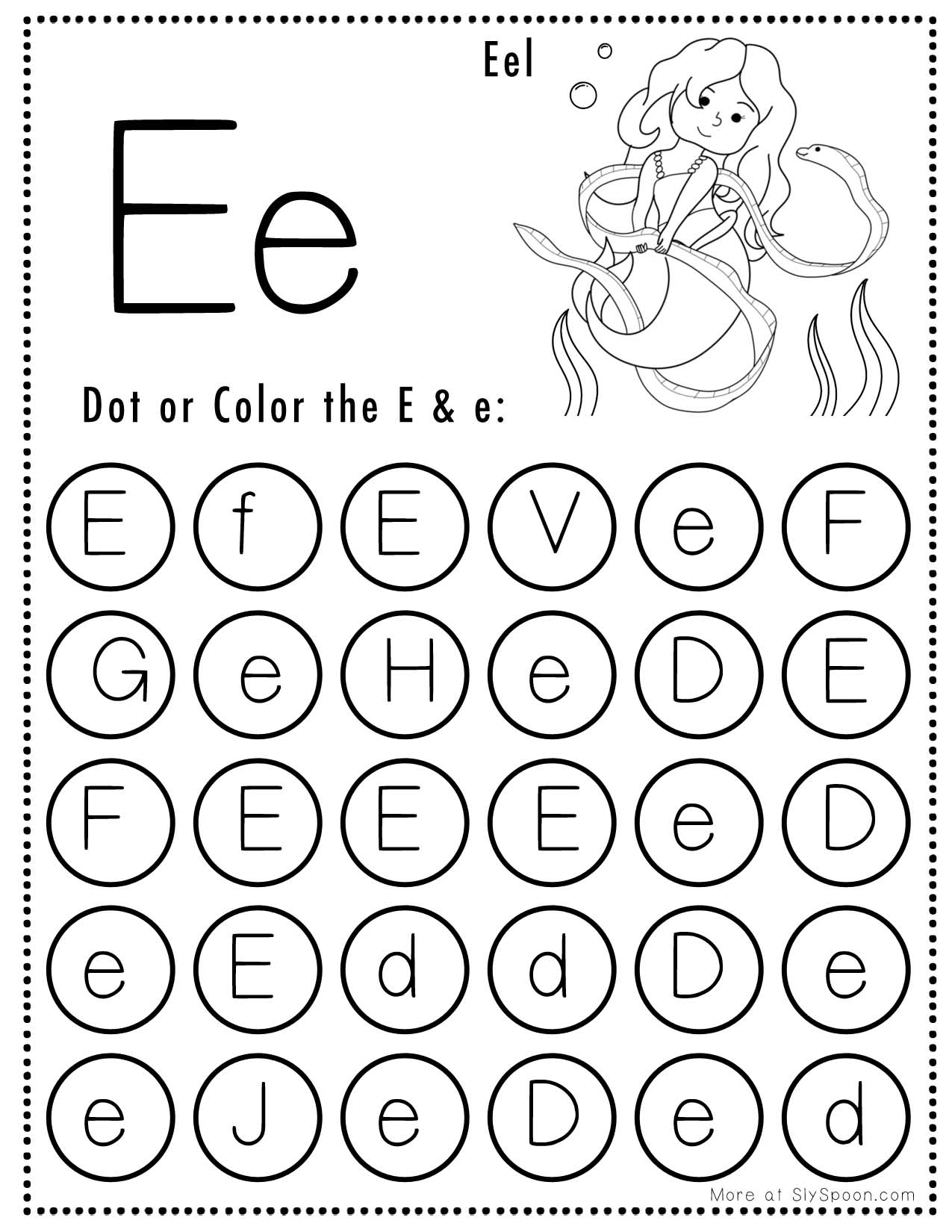 Free Printable Letter E Worksheets Sly Spoon