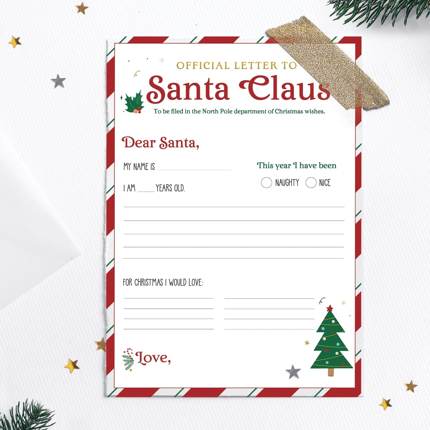 FREE Printable Letter To Santa Template Favorite Printables