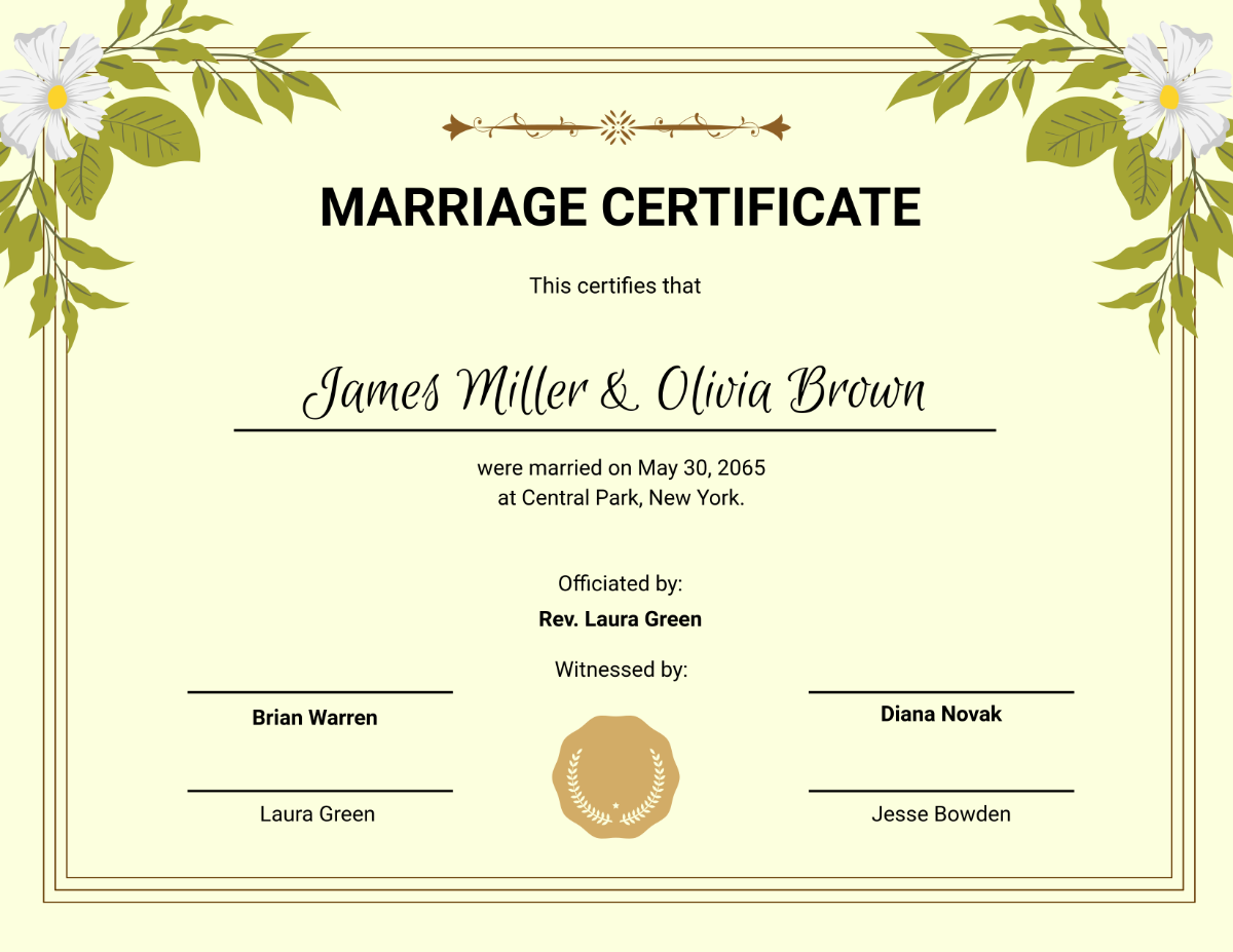 Free Printable Marriage Certificate Templates To Customize Online