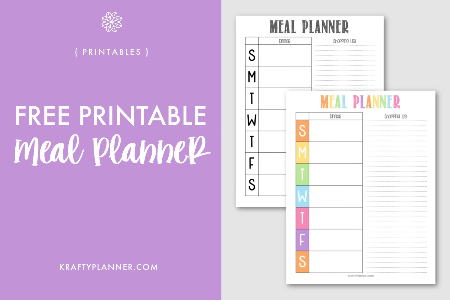 Free Printable Meal Planner Krafty Planner Free Printable Meal Planner Krafty Planner