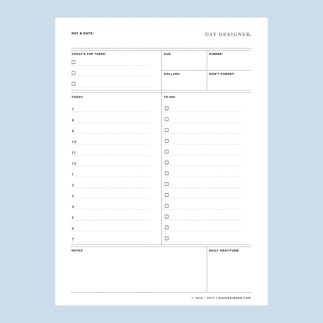 Free Printable Mini Daily Planner Page Day Designer