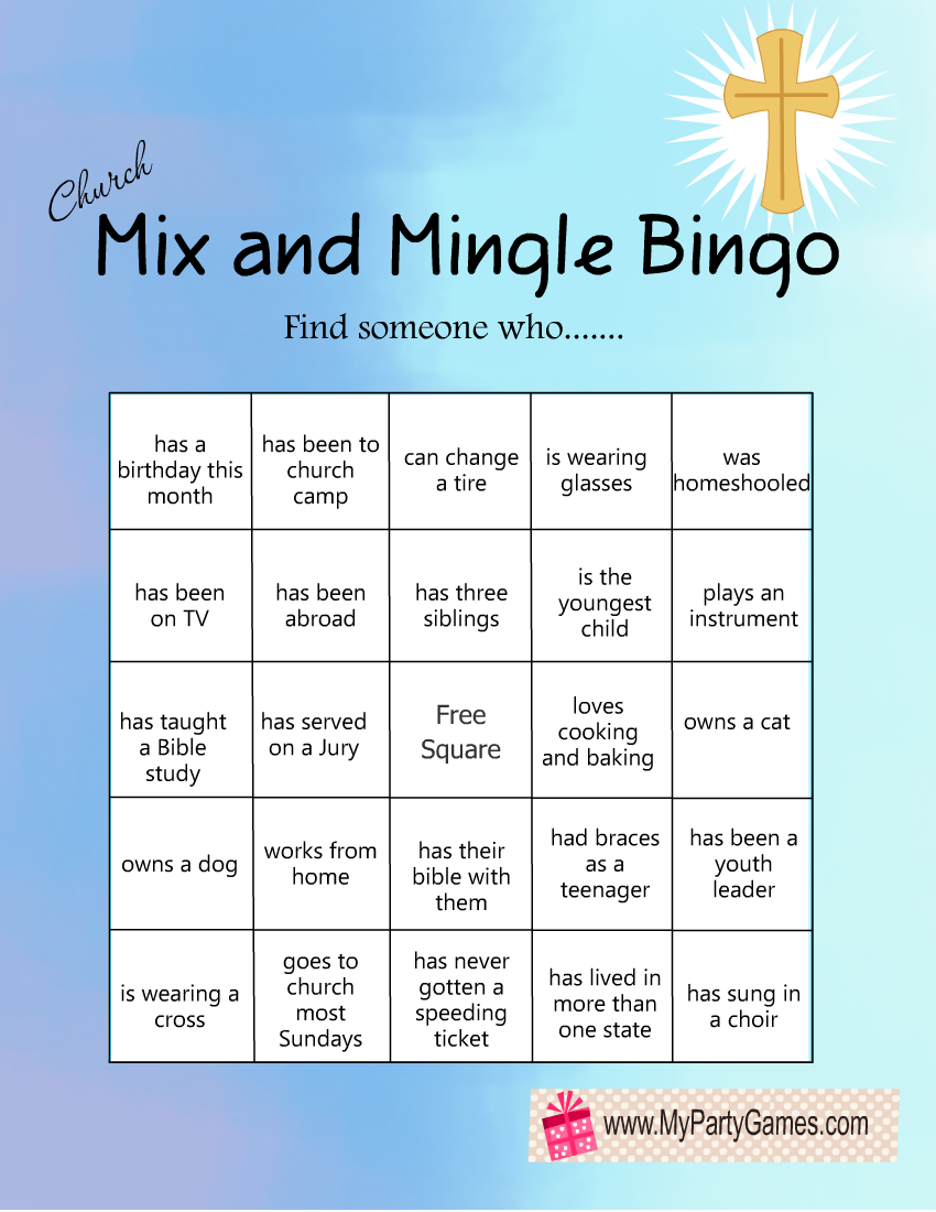 Free Printable Mix And Mingle Church Bingo