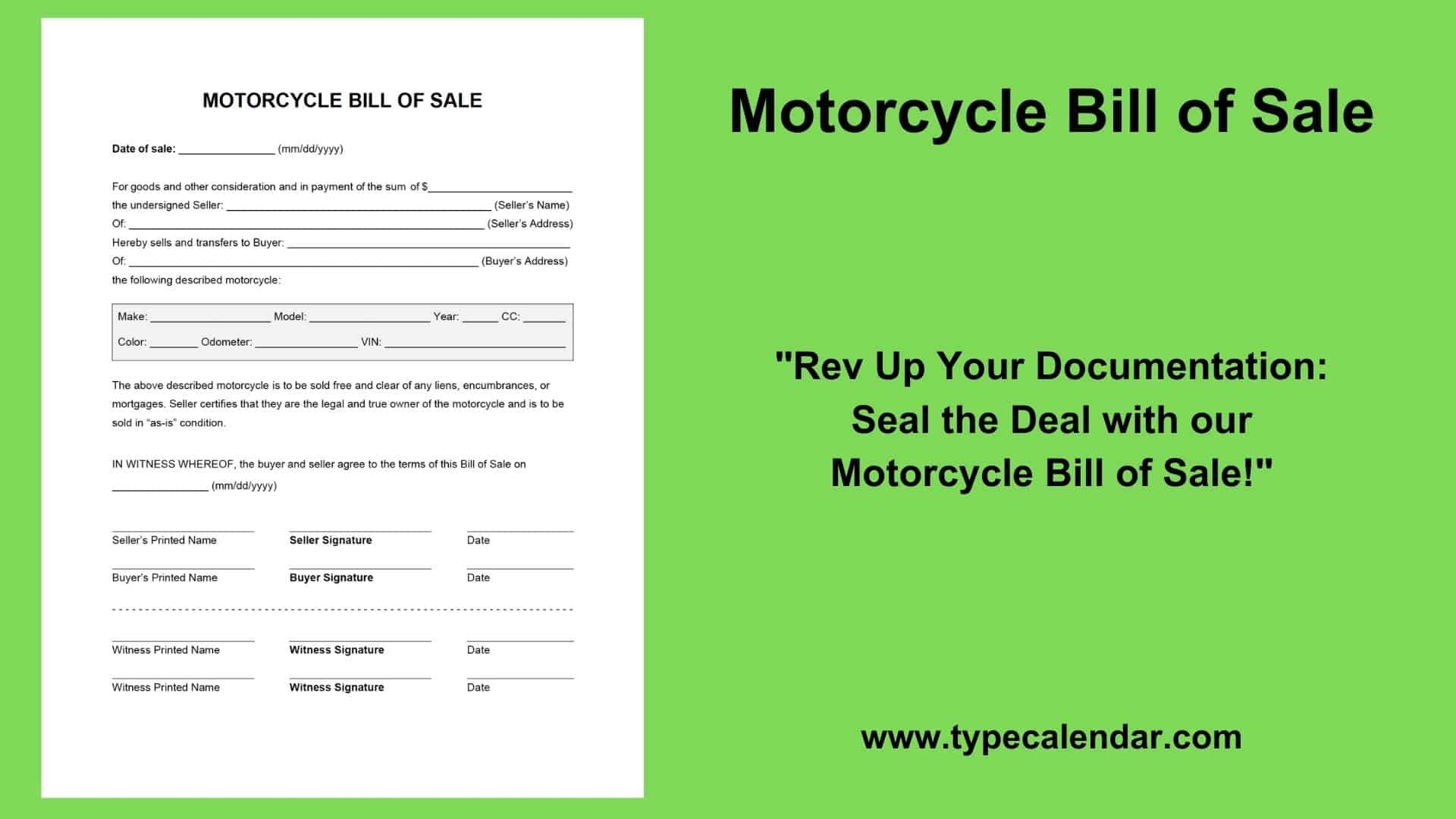 Free Printable Motorcycle Bill Of Sale Templates PDF Word
