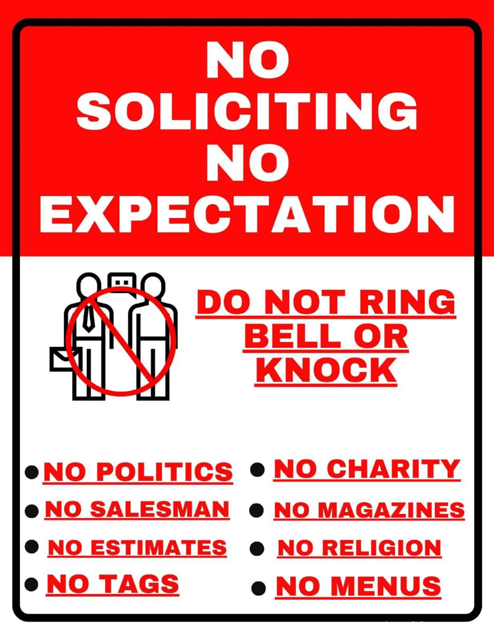 Free Printable No Soliciting Sign Templates PDF Word For Home