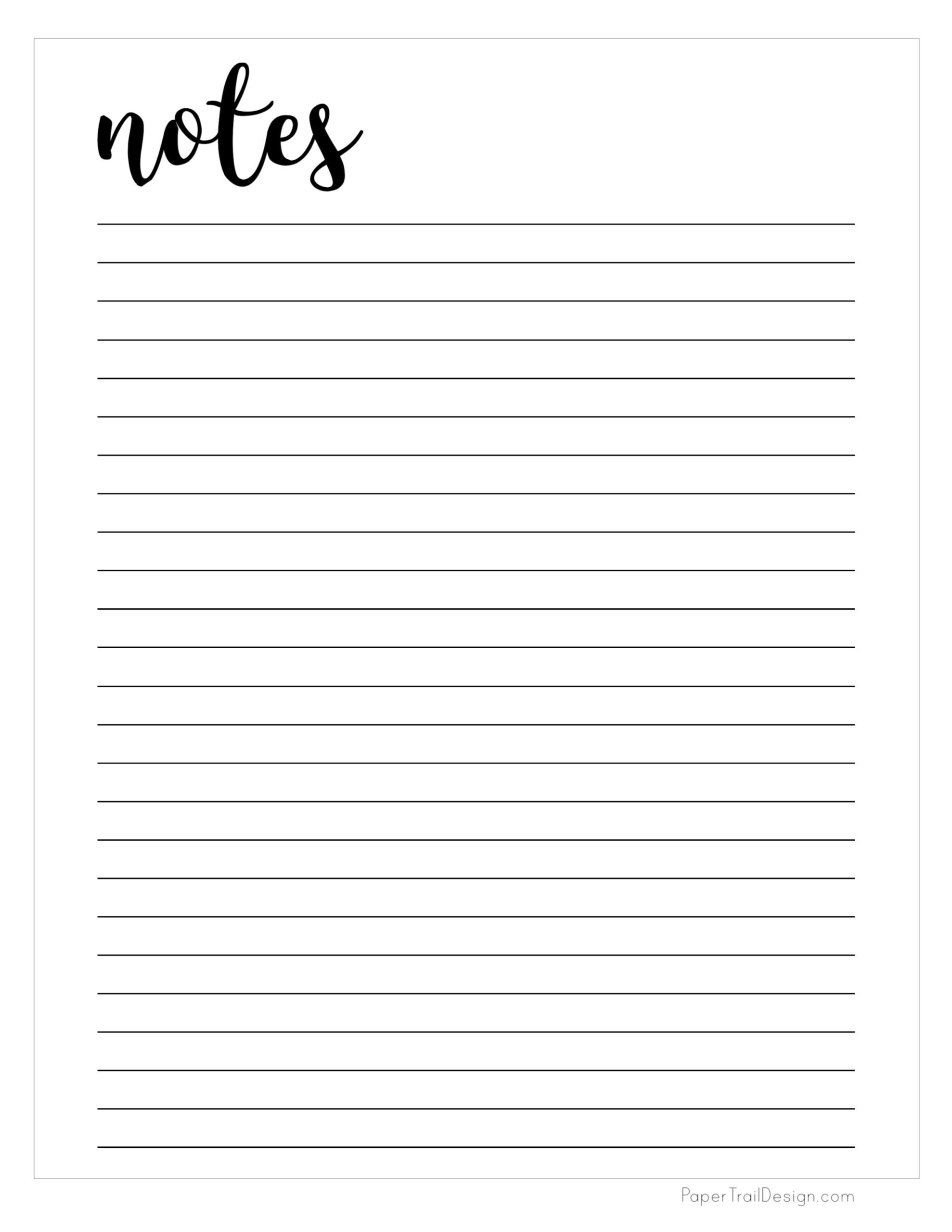 Free Printable Notes Template Paper Trail Design Free Printable Notes Template Paper Trail Design