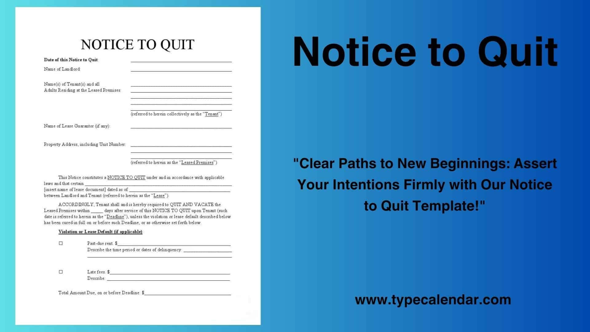 Free Printable Notice To Quit Templates PDF Word 14 Day Landlord