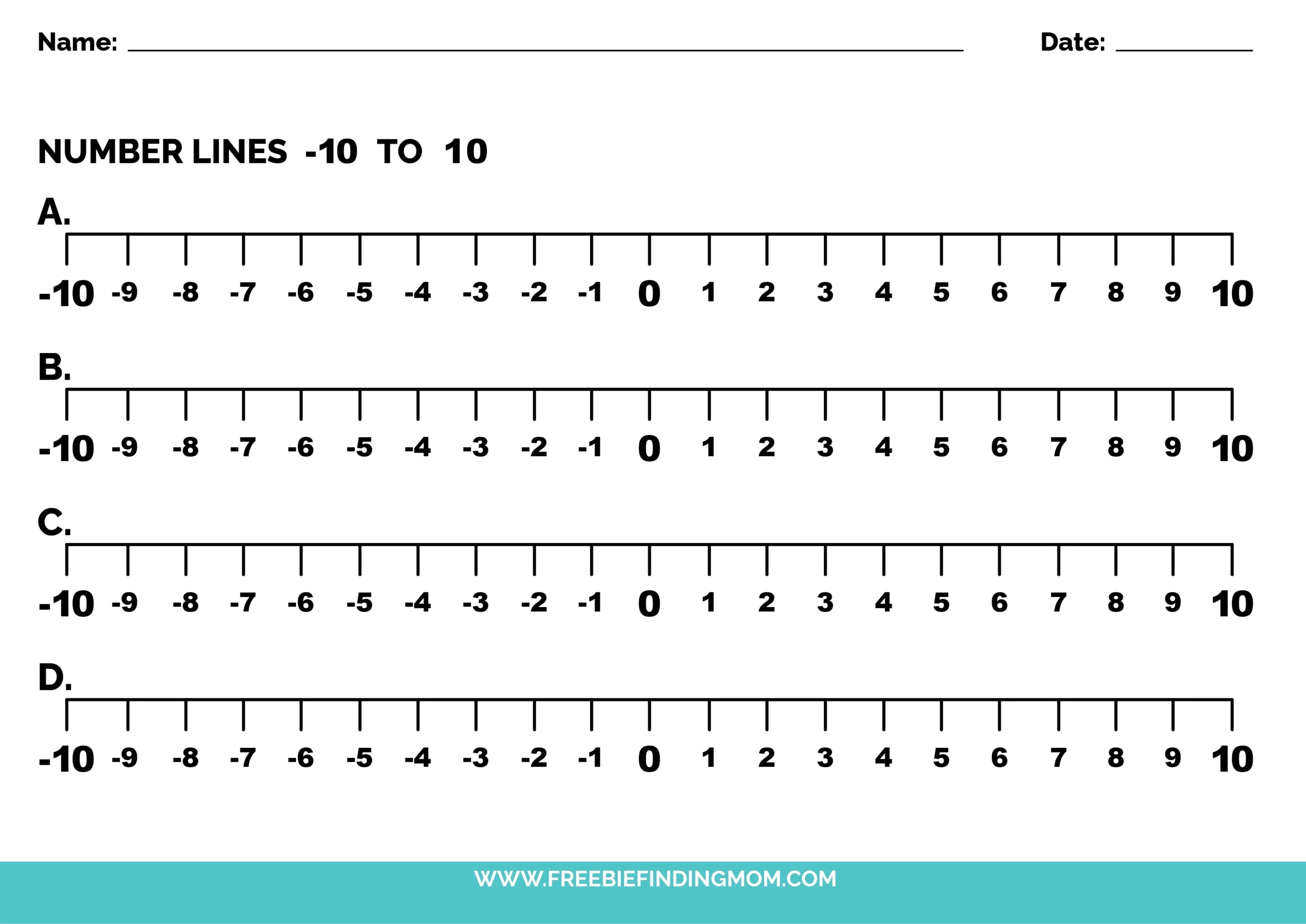 Free Printable Number Line To 10 Worksheet Freebie Finding Mom