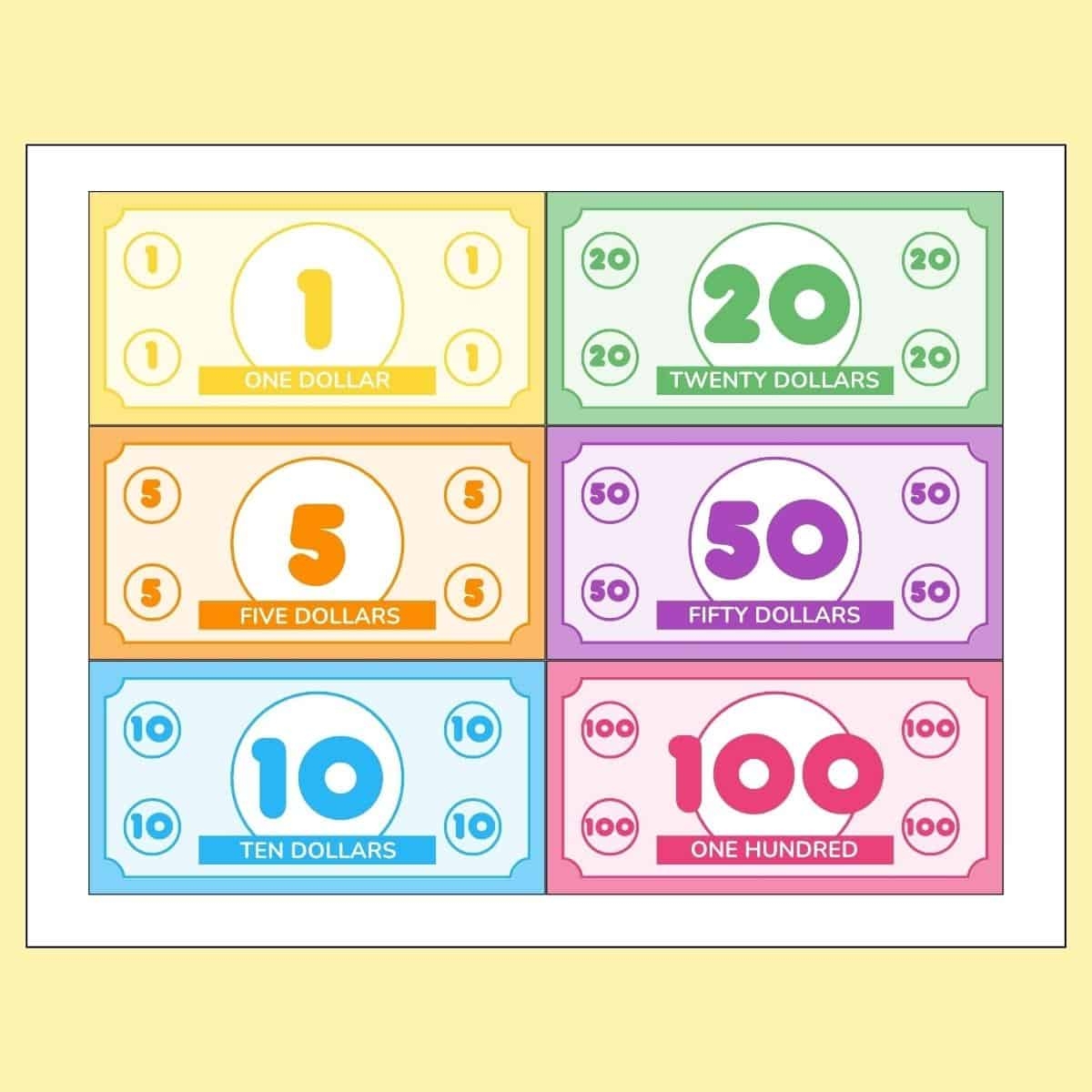 FREE Printable Play Money PDF For Kids Games 