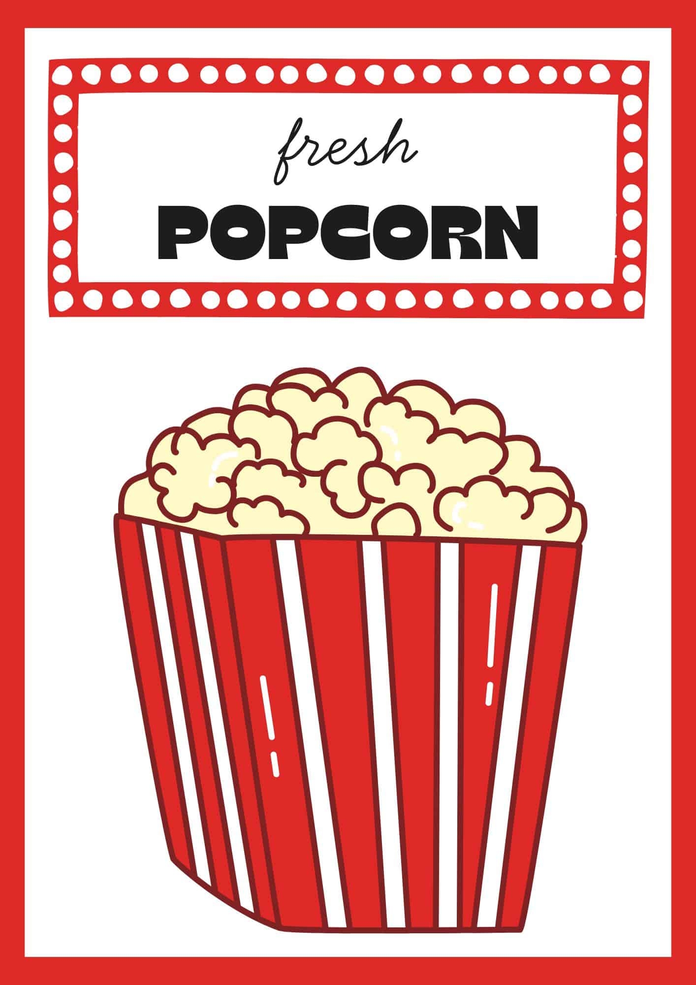 Free Printable Popcorn Sign 11 Designs The Pink Craft Box