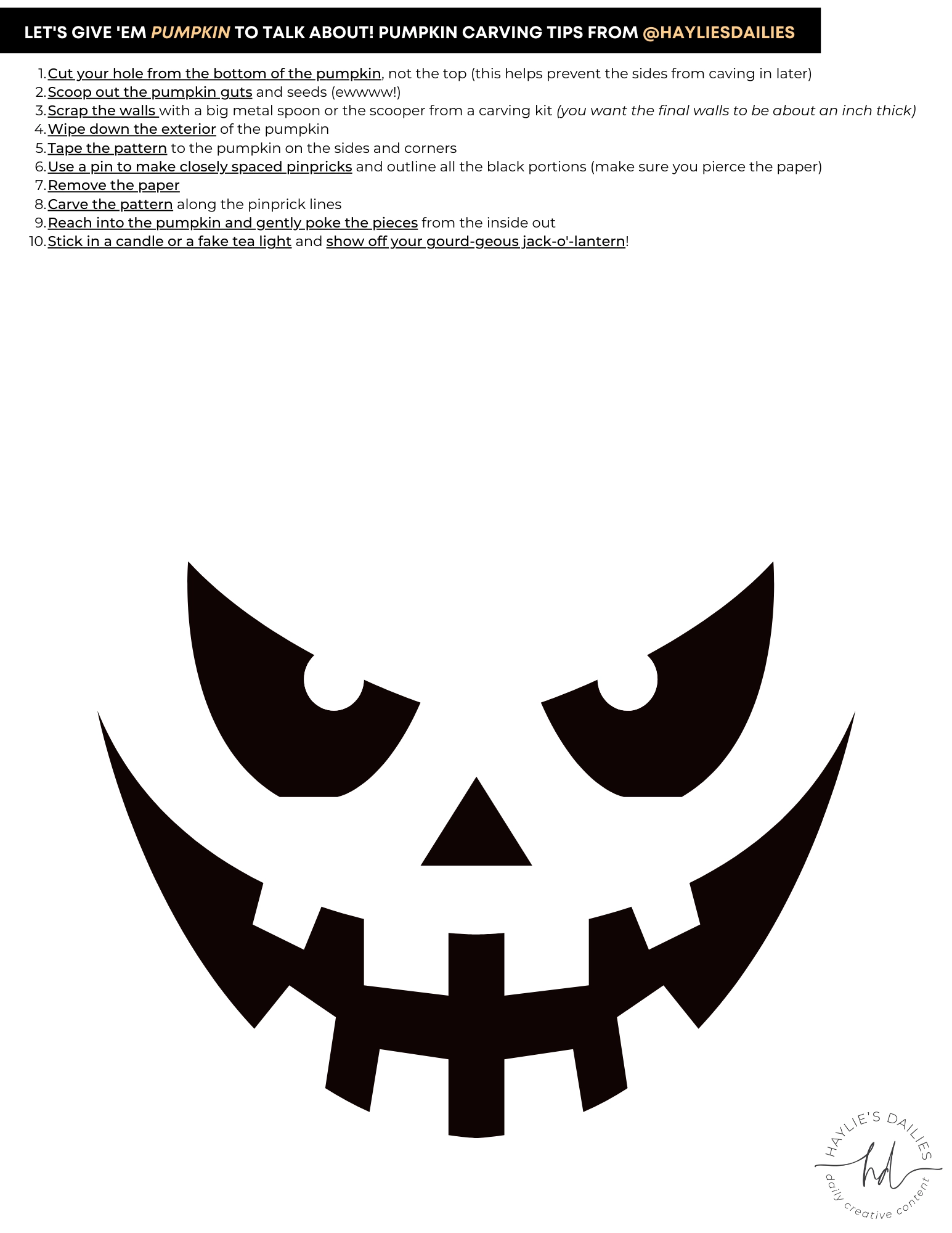 Free Printable Pumpkin Carving Patterns For The Most Boo tiful Jack o Lanterns In Town Haylie s Dailies