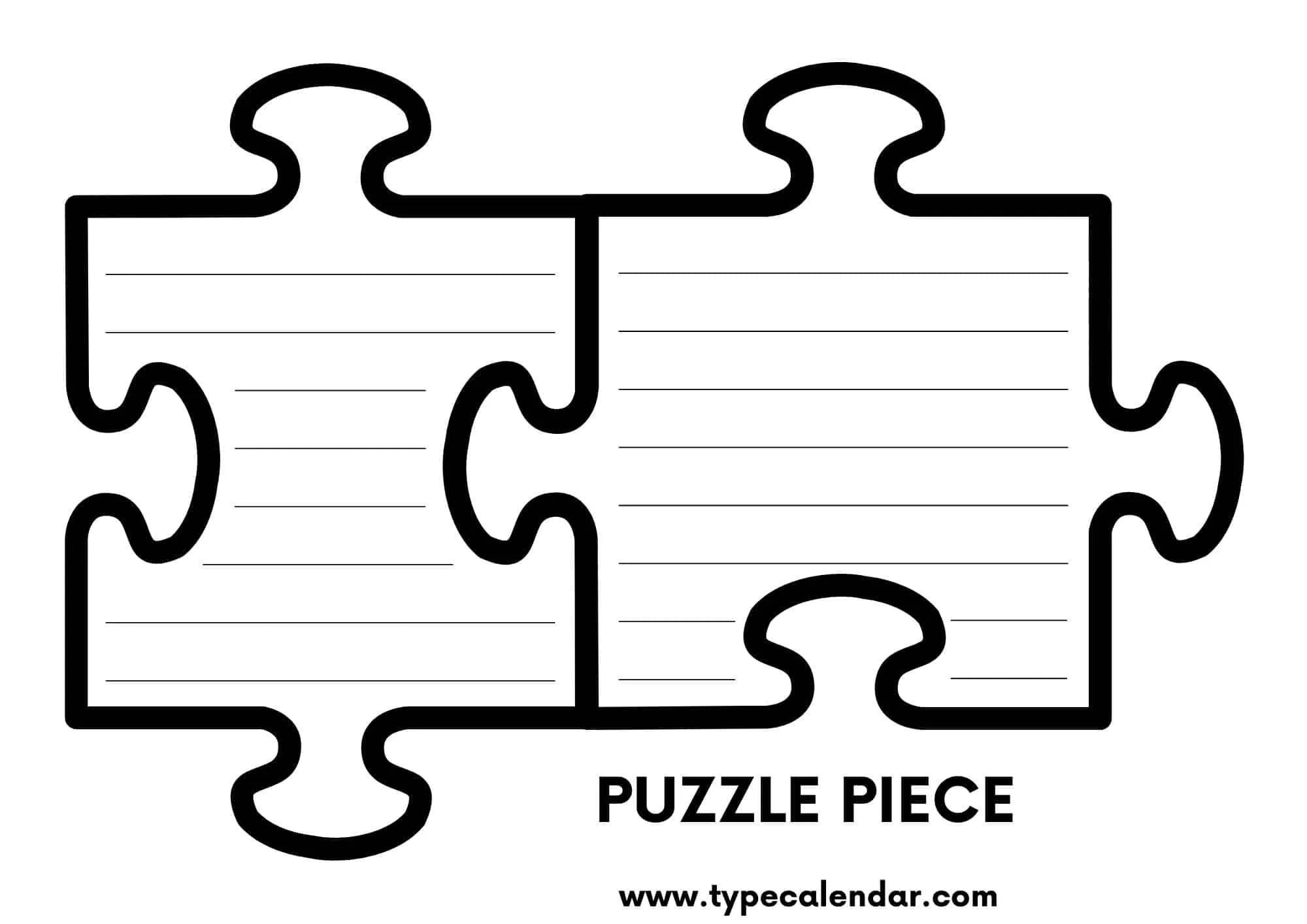 Free Printable Puzzle Piece Templates PDF 4 12 24 Piece