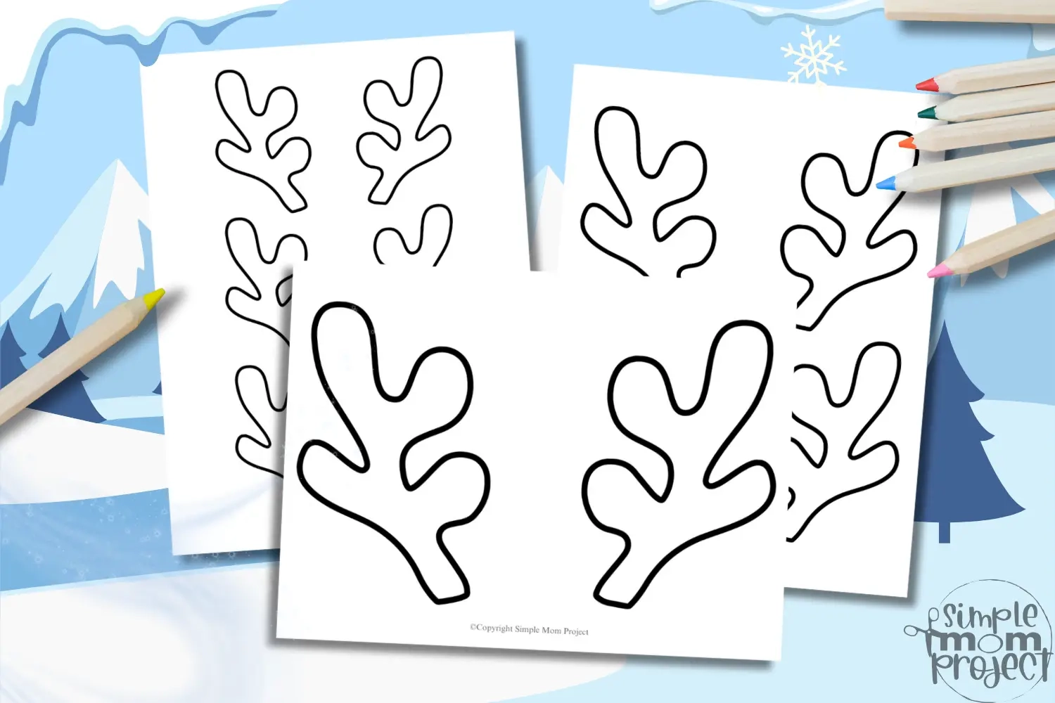 Free Printable Reindeer Antlers Template Easy Cut Out Craft For Kids Simple Mom Project