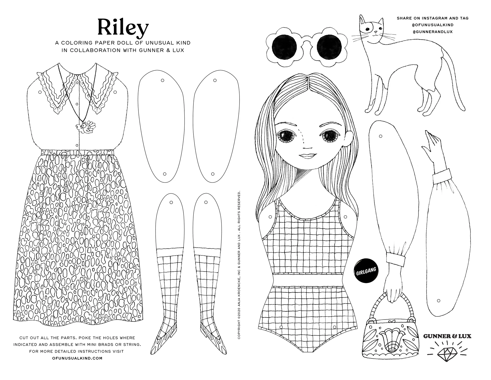 FREE PRINTABLE RILEY PAPER DOLL COLORING SHEET Gunner And Lux