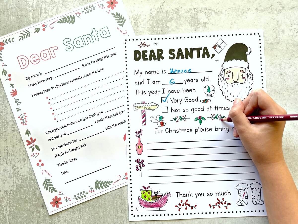 Free Printable Santa Letter Template with Envelopes And Stamps 