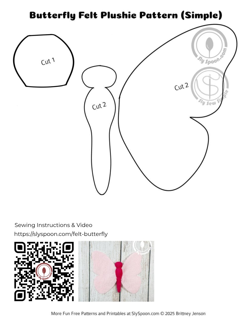 Free Printable Simple Felt Butterfly Pattern Great For Beginners And Kids Optional Finger Puppet Steps Sly Spoon