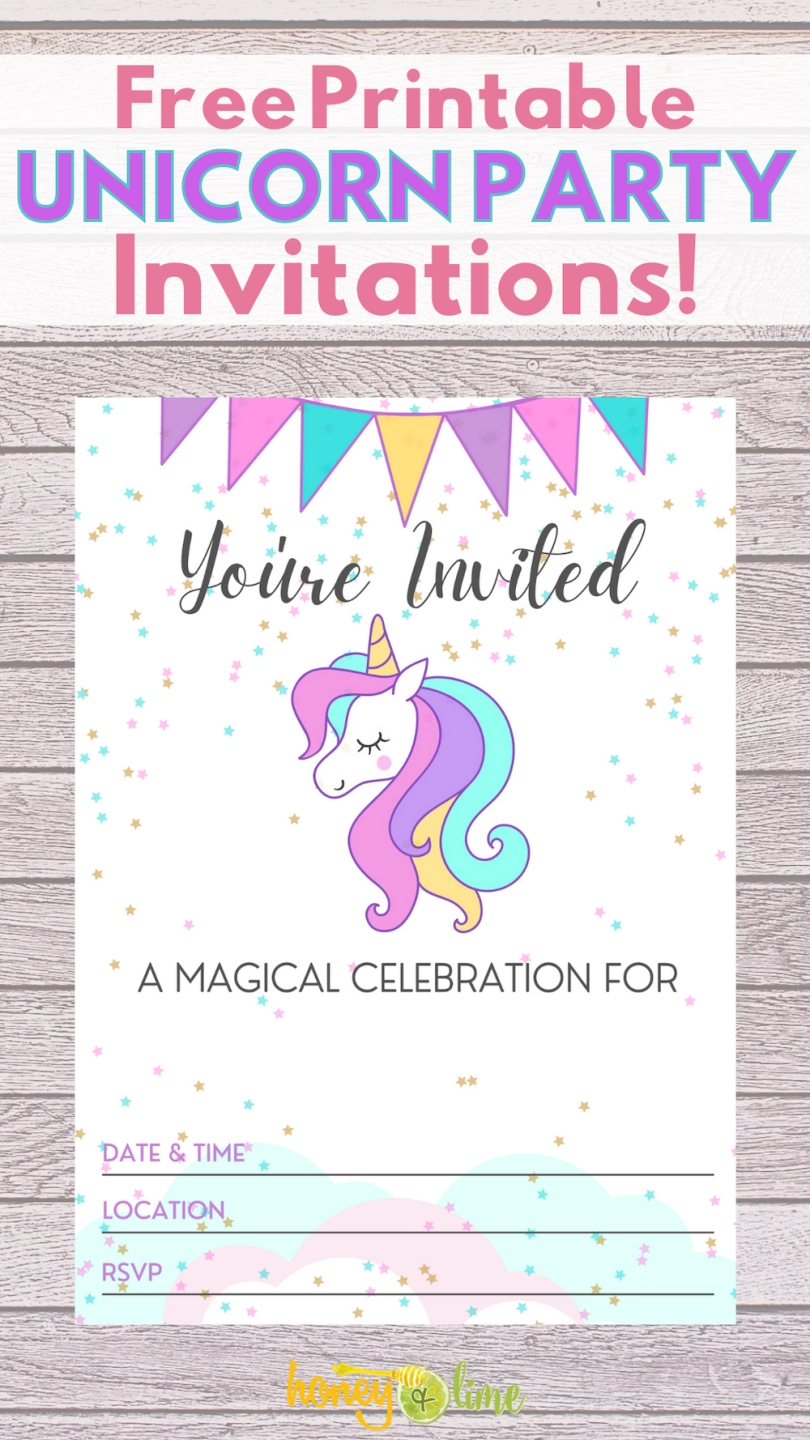 Free Printable Unicorn Party Invitations Template Birthday Party Printables Honey Lime