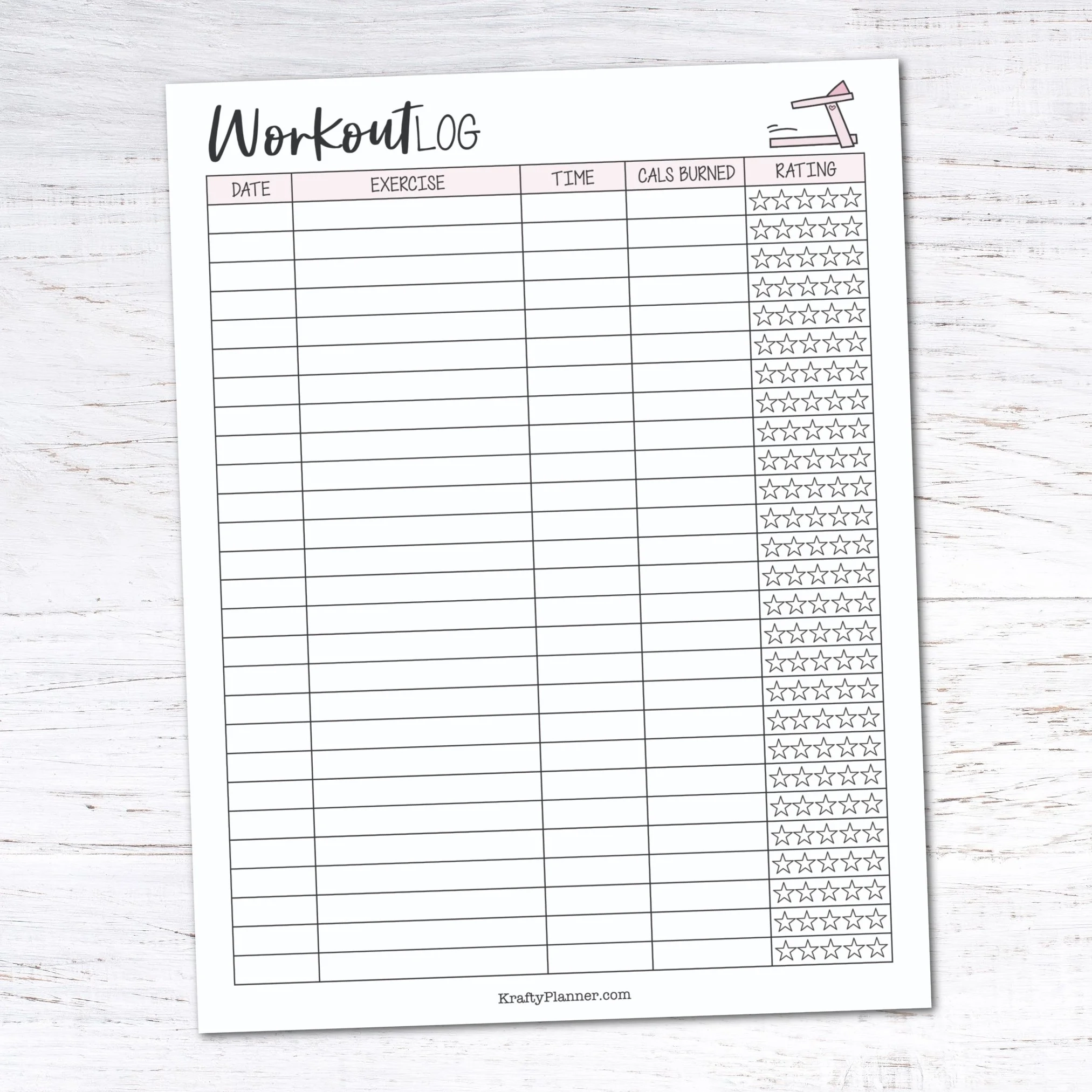 Free Printable Workout Tracker Krafty Planner