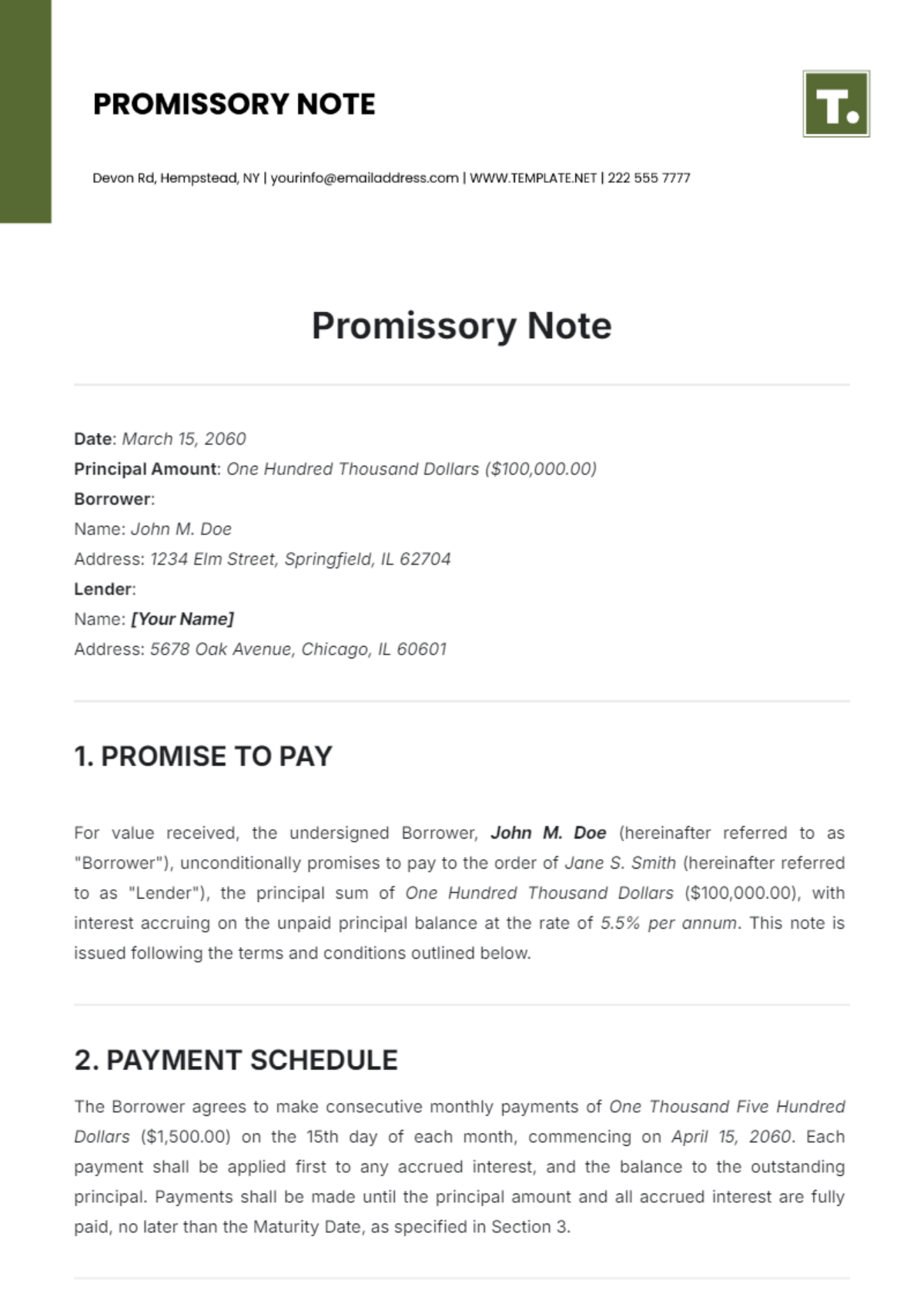 Free Promissory Note Templates To Edit Online Print