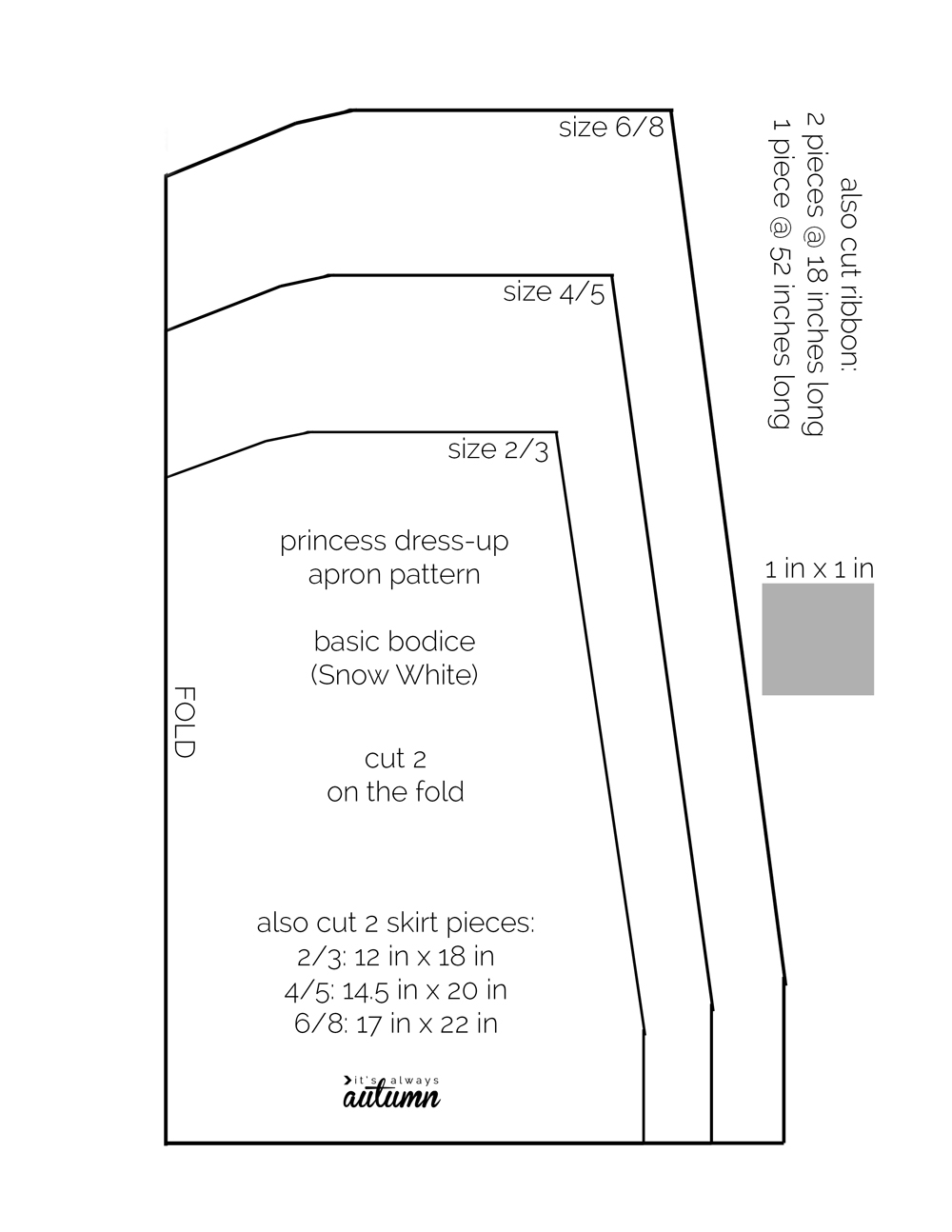 Free Sewing Pattern For Snow White Princess Dress Up Apron It s Always Autumn