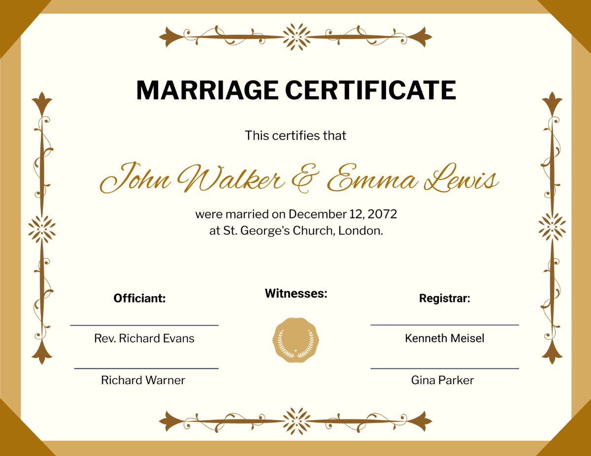 Free Simple Marriage Certificate Template To Edit Online