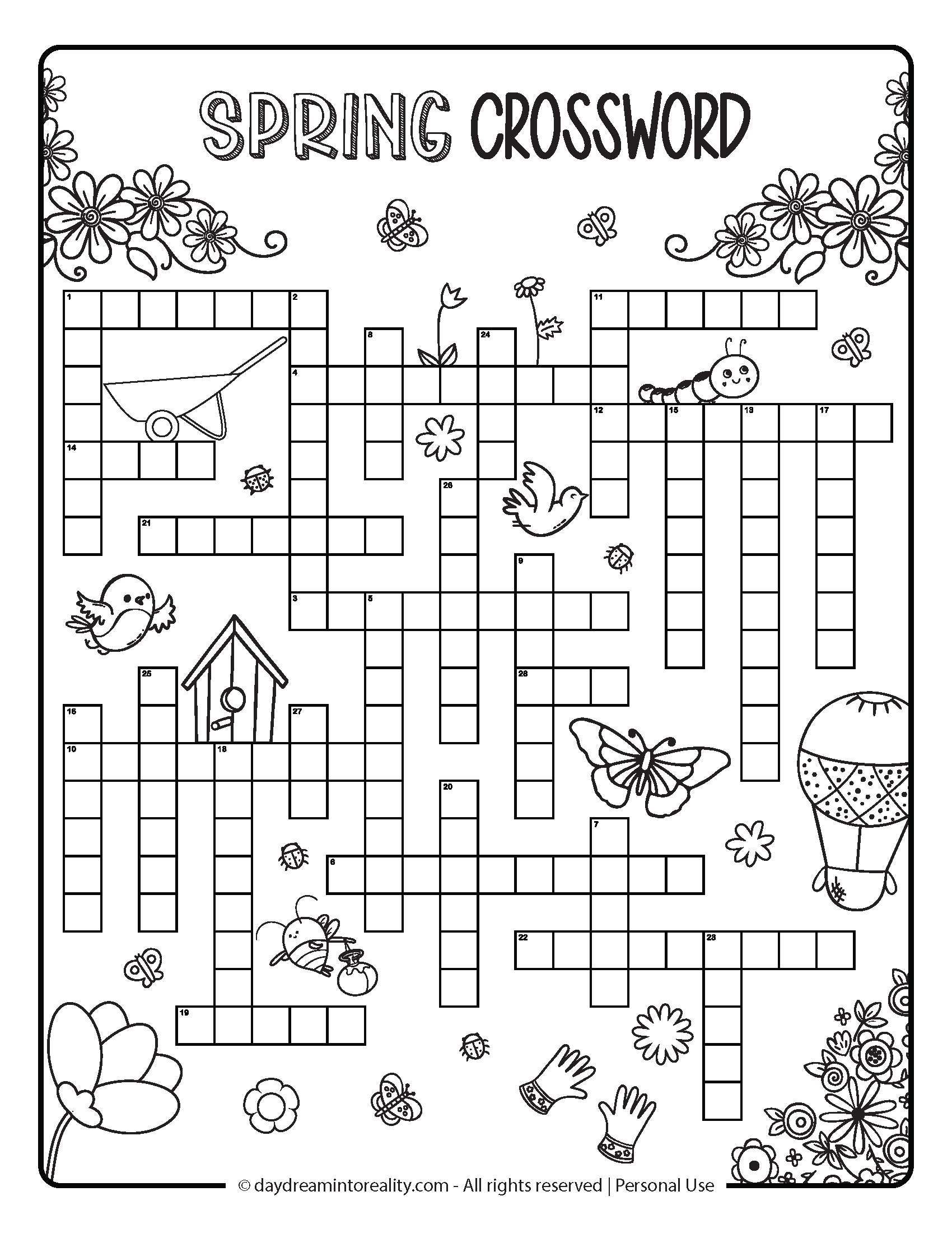 Free Spring Crossword PDF Printables Easy Medium Hard Advanced Daydream Into Reality