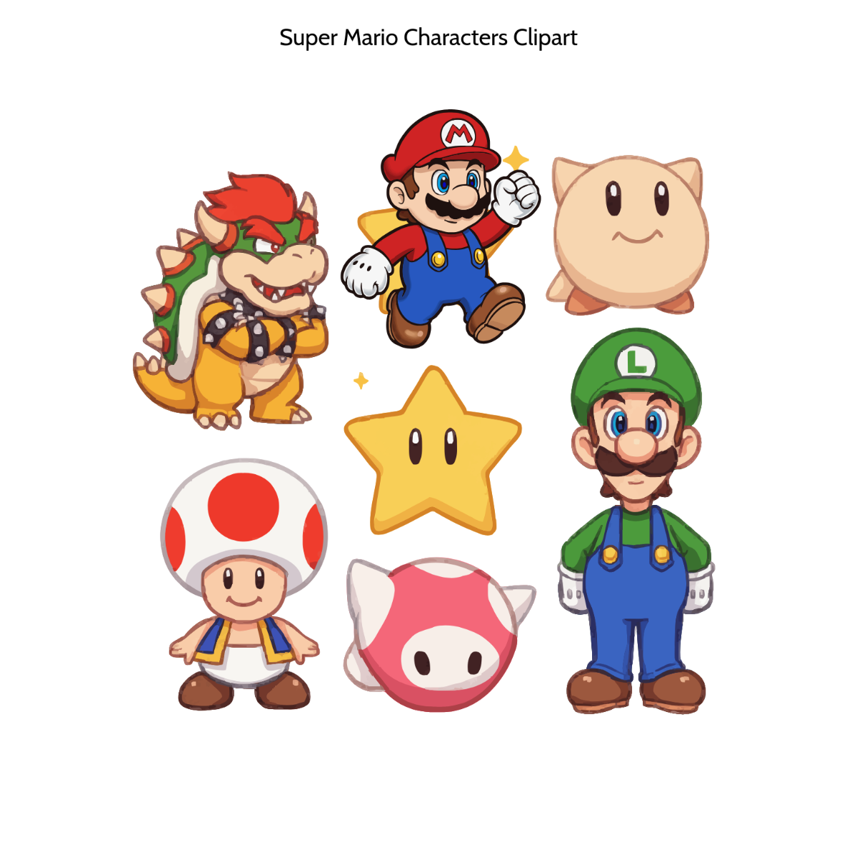 Free Super Mario Characters Clipart Template To Edit Online