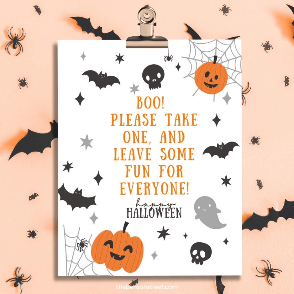 FREE Trick Or Treat Please Take One Sign Printable
