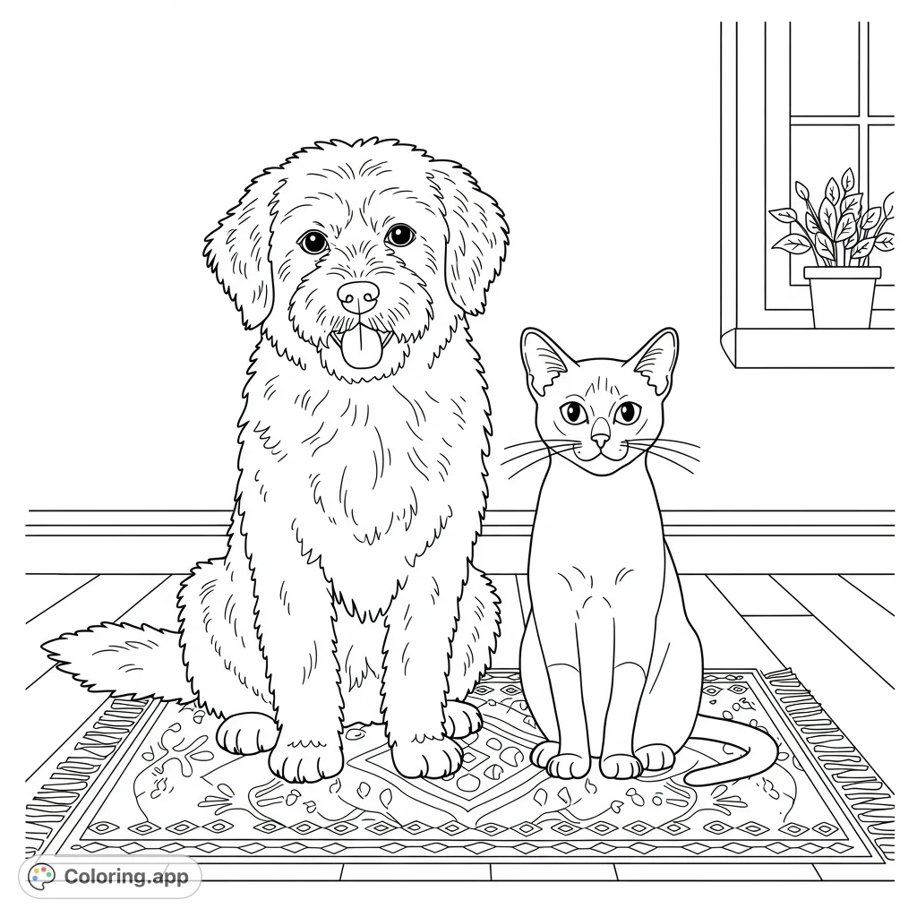 Friendly Dog Cat Companions Coloring app