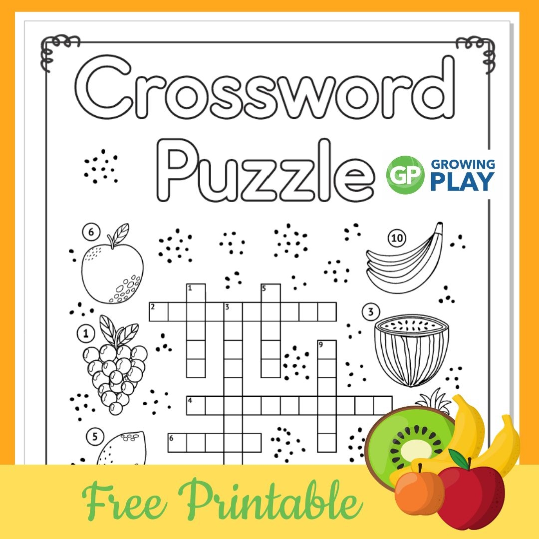 Fruit Crossword Puzzle Free Printable Growing Play