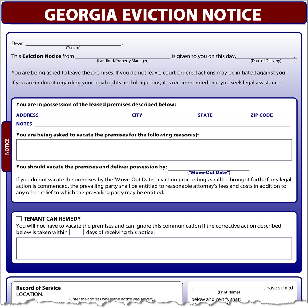 Georgia Eviction Notice SimplifyEm Worksheets Library