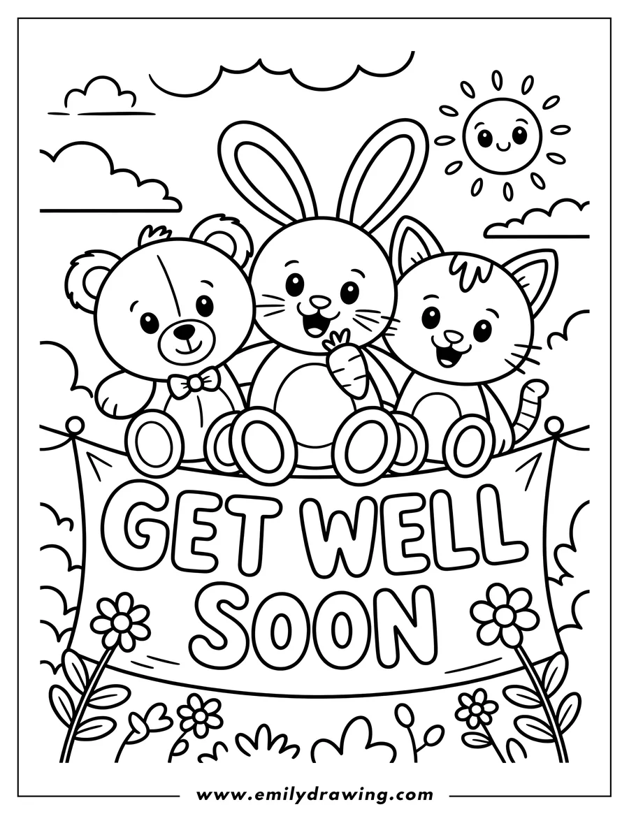 Get Well Soon Coloring Page Emily Drawing