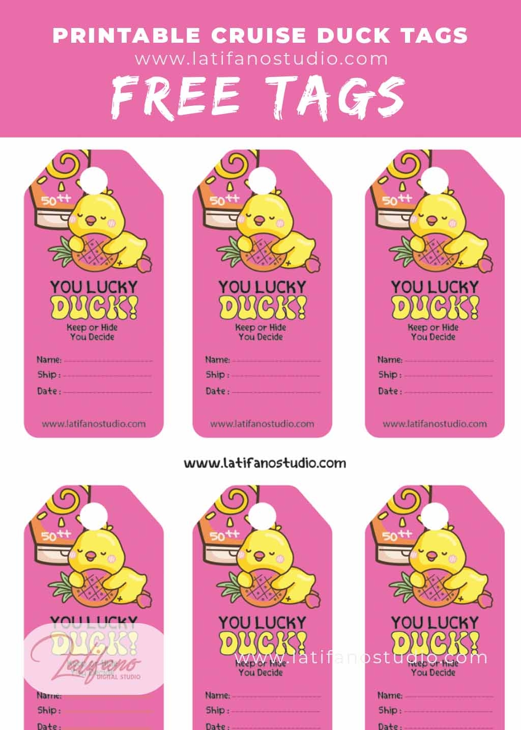 Girly Free Printable Cruising Duck Pink Tags Printable Cruising Duck