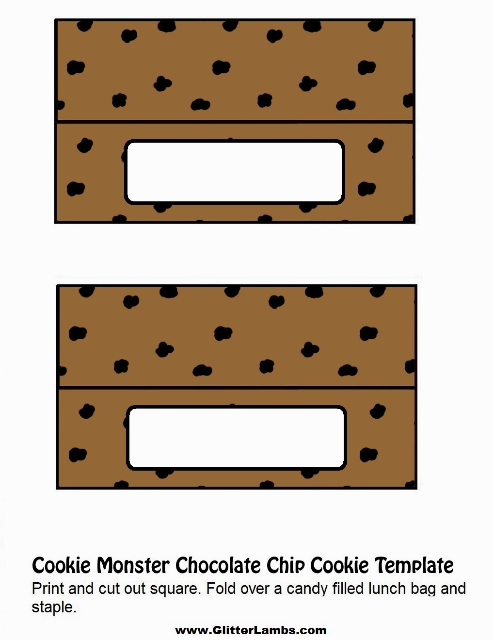 Glitter Lambs Cookie Monster Food Label Cards And Free Printable Chocolate Chip Cookie And Milk Cupcake Topper Templates For A DIY Cookie Monster Birthday Party