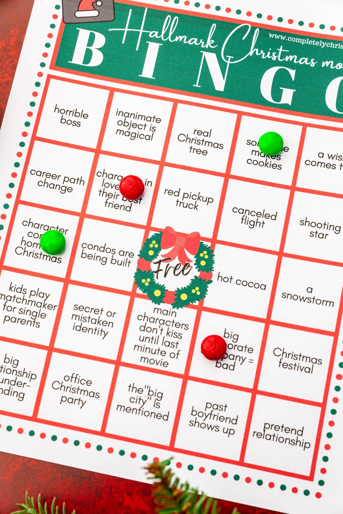 Hallmark Christmas Movie Bingo Printable FREE Completely Christmas