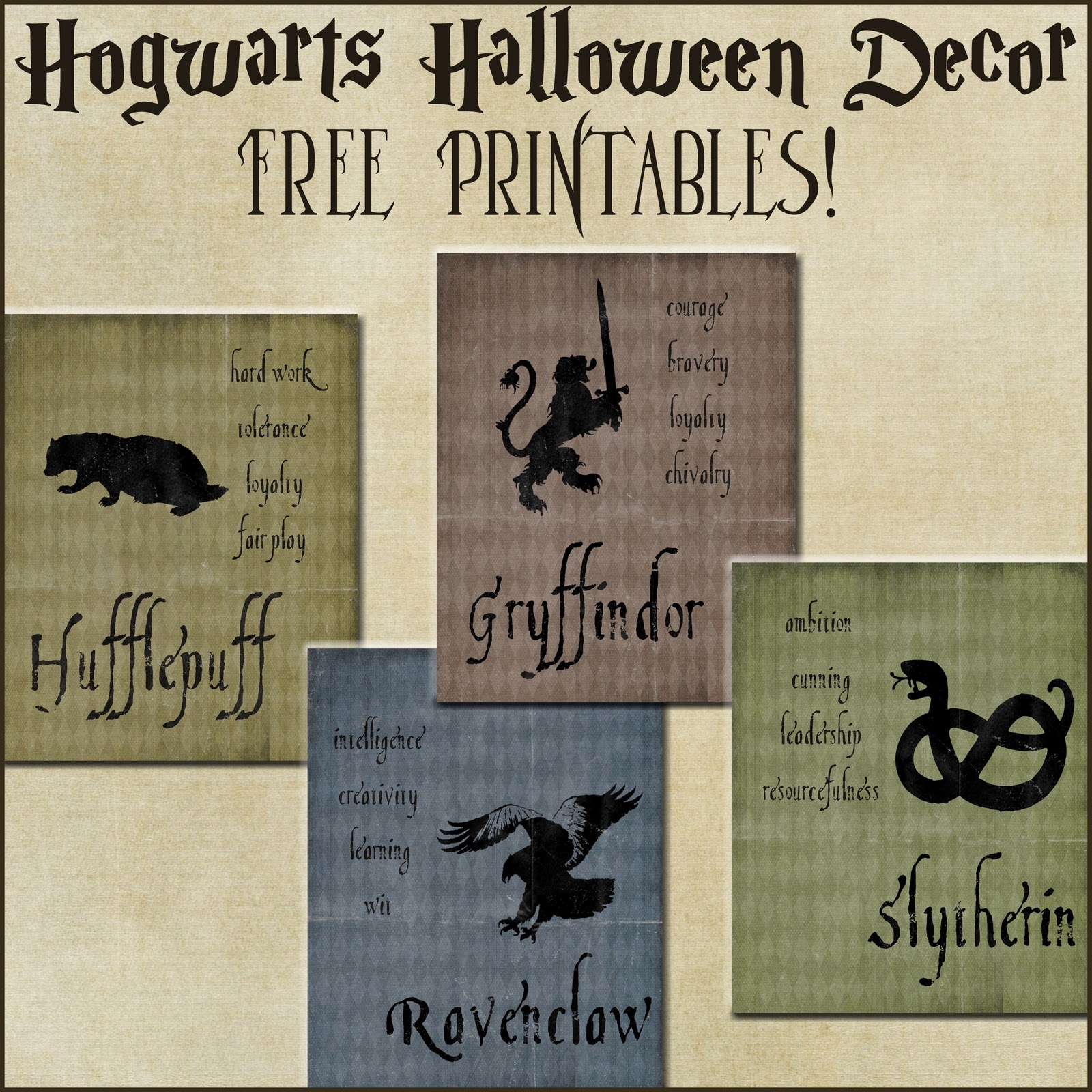 Halloween Decor Harry Potter House Posters