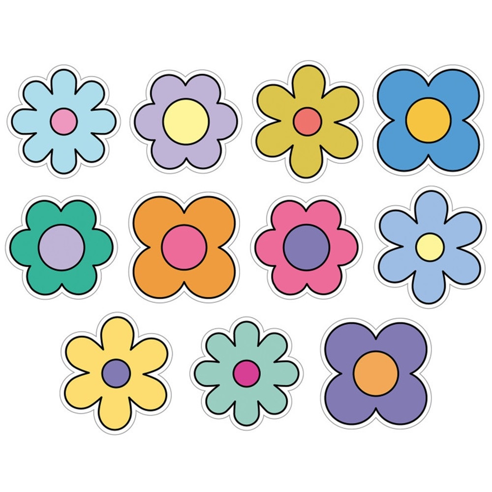 Happily Ever Elementary Retro Remix Flowers Cutouts Pack Of 36 CD 120656 Carson Dellosa Education Accents