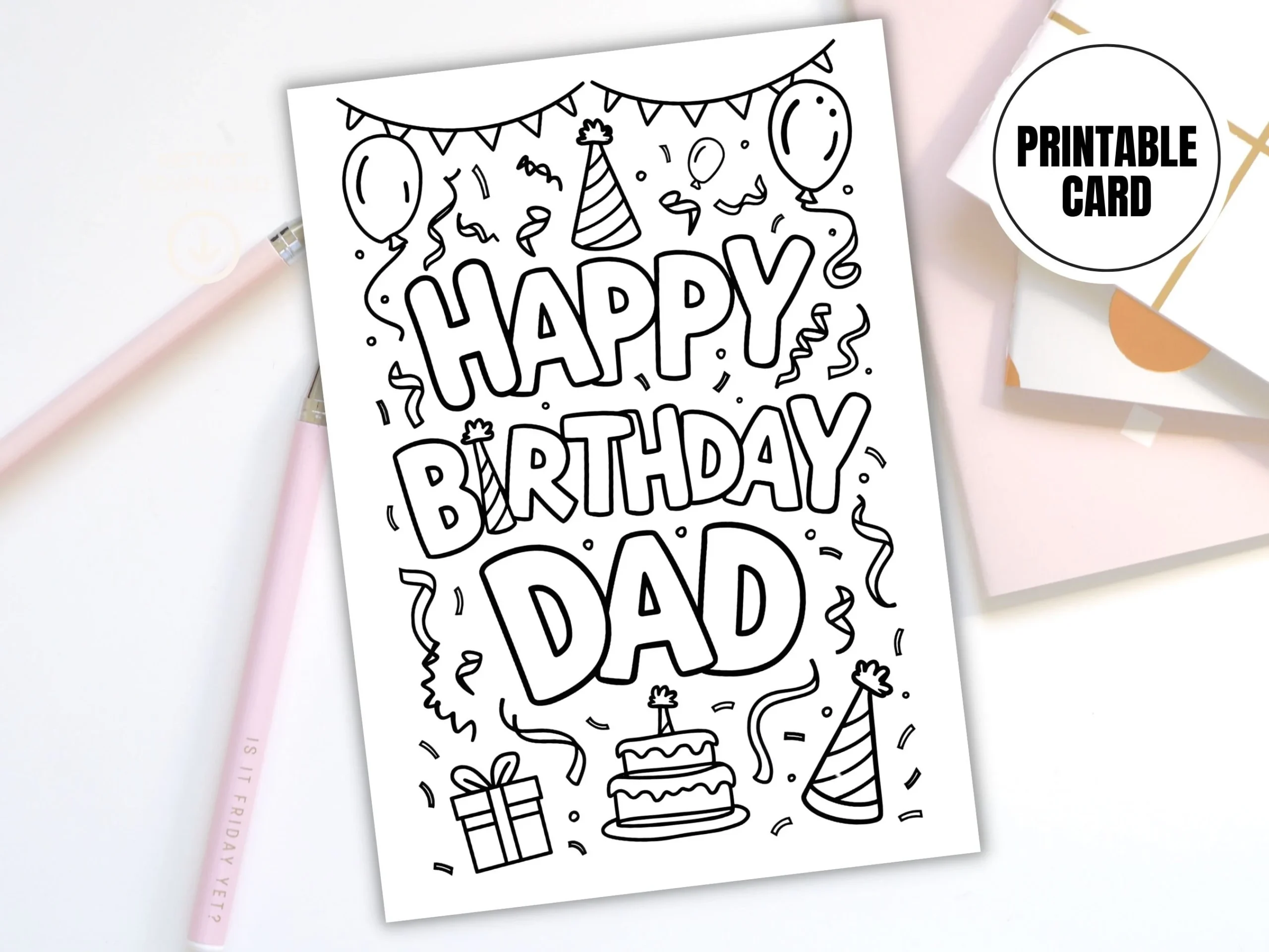 Happy Birthday Dad Printable Coloring Card Digital Download Fun DIY Birthday Card For Dad Father s Day Card Dad Gift Idea Etsy Israel