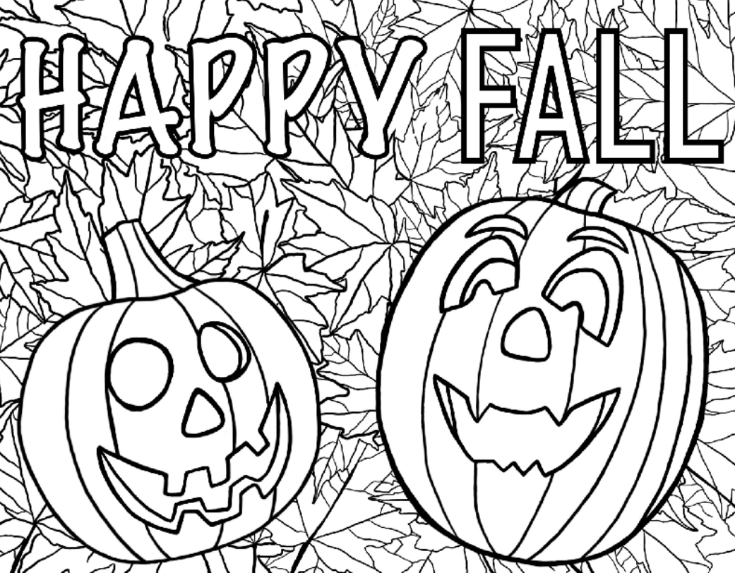 Happy Fall Free Coloring Page Printable