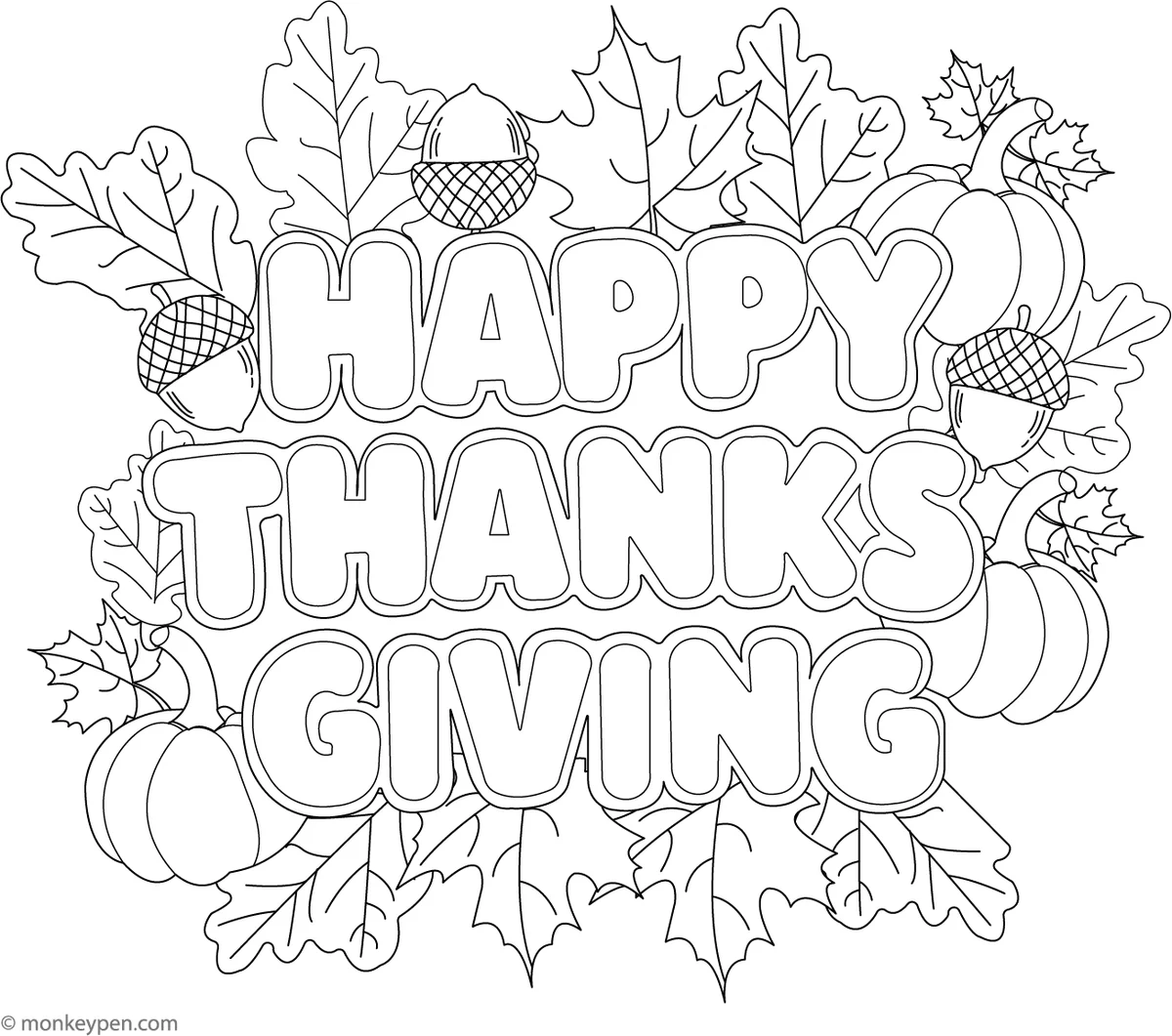 Happy Thanksgiving Coloring Free Printable For Kids