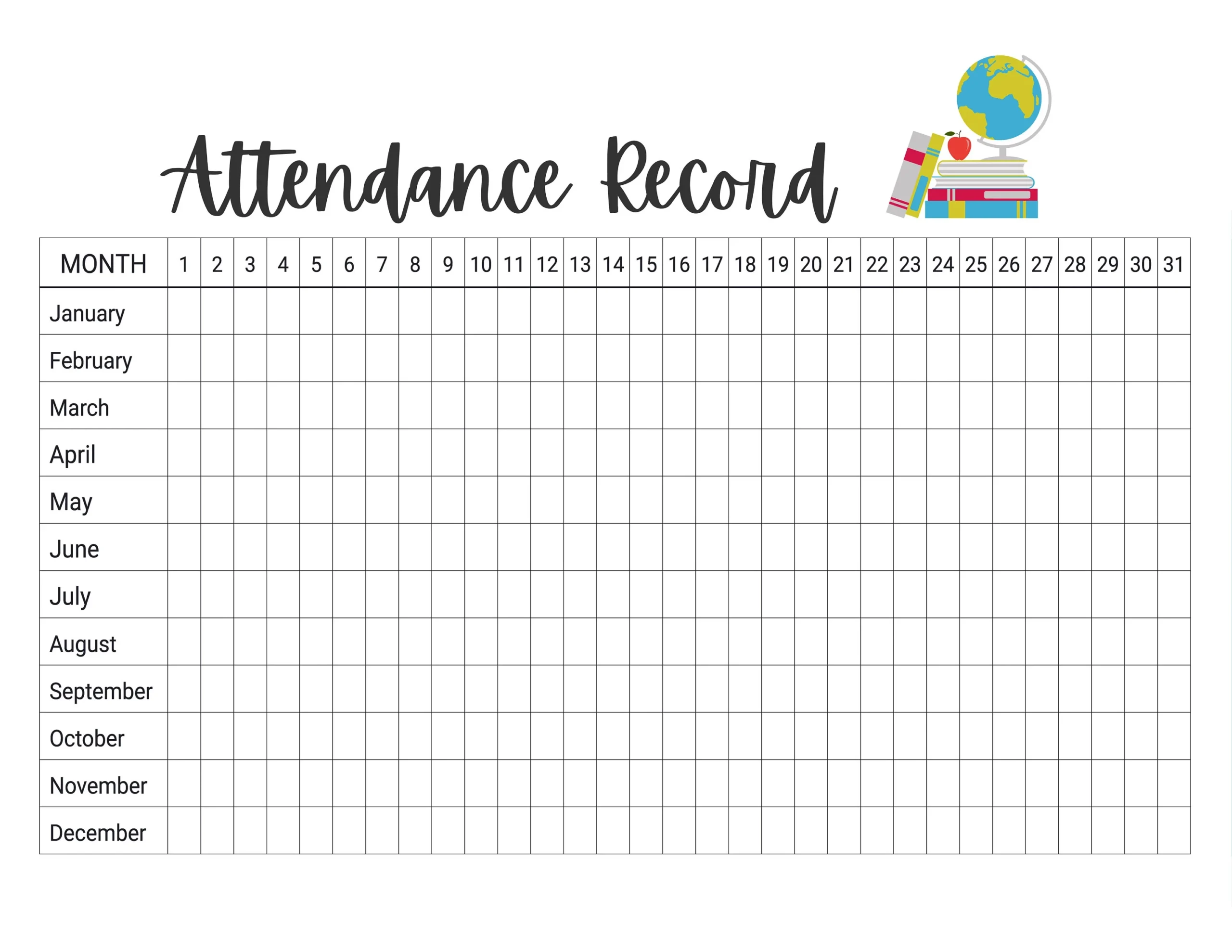 Homeschool Attendance Record Tracker Log Sheet Printable Etsy