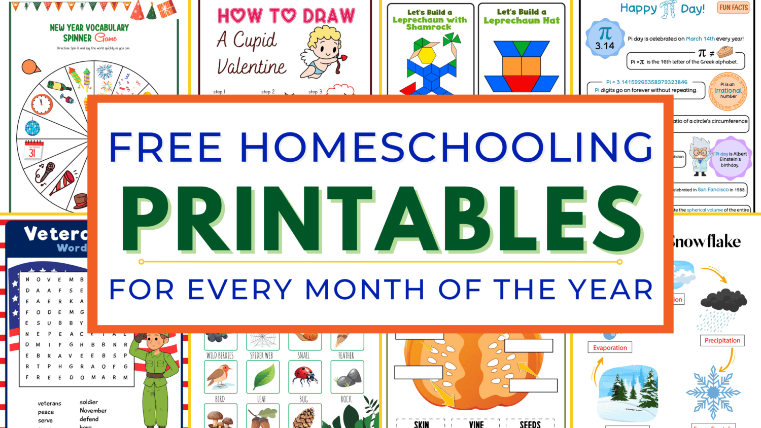 Homeschooloing Printables For Every Month Of The Year