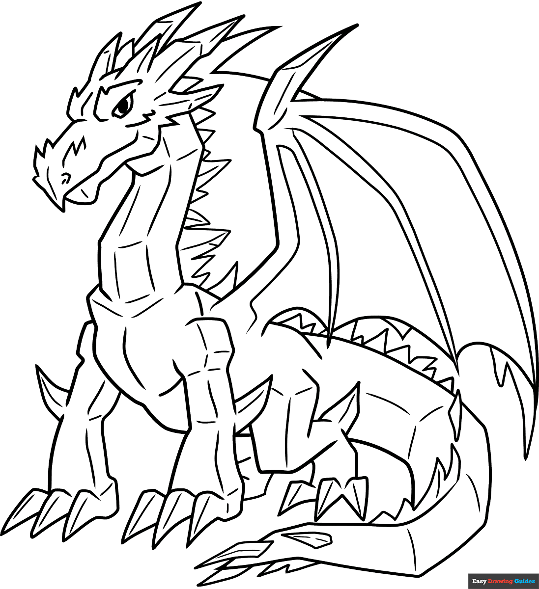 Ice Dragon Coloring Page Easy Drawing Guides
