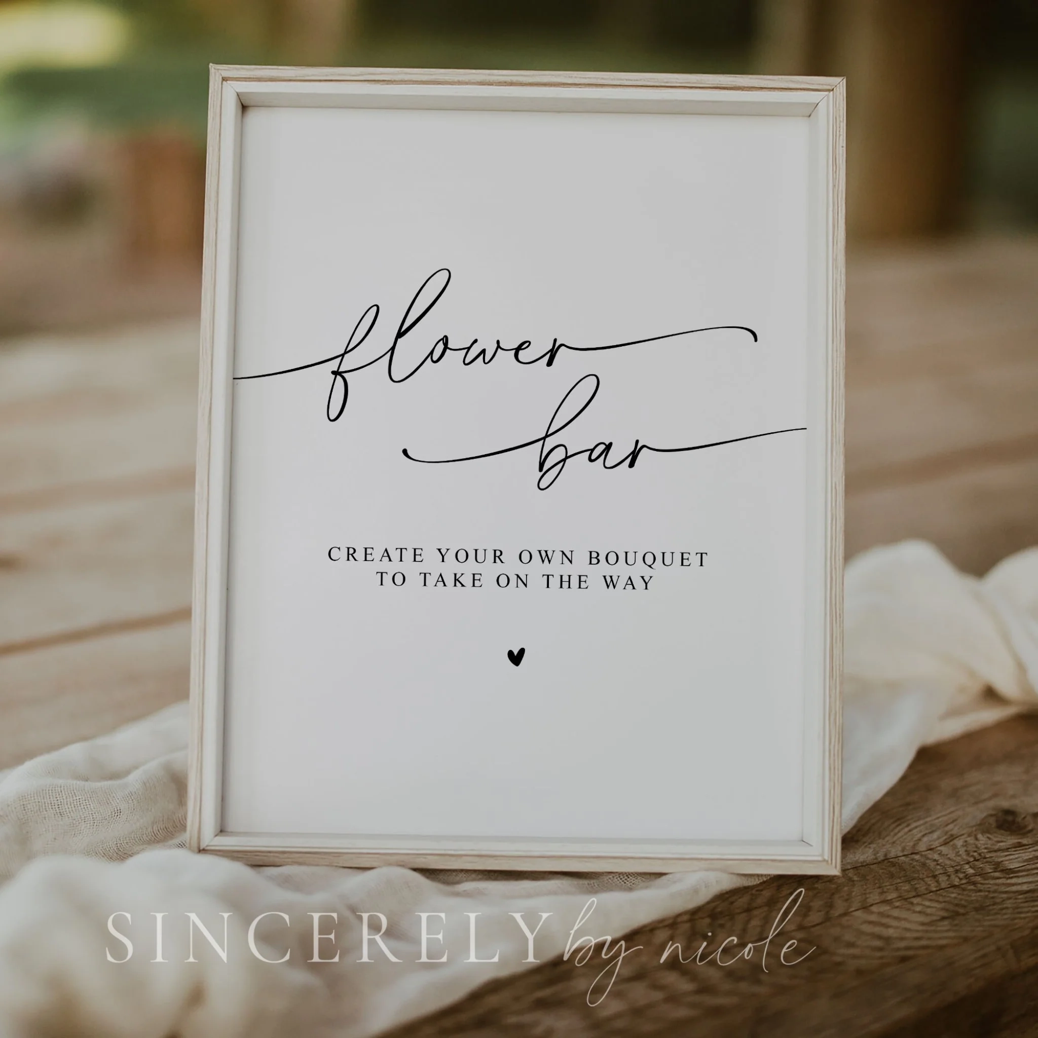 Instant Download Printable Modern Script Bridal Shower Flower Bar Sign SincerelyByNicole