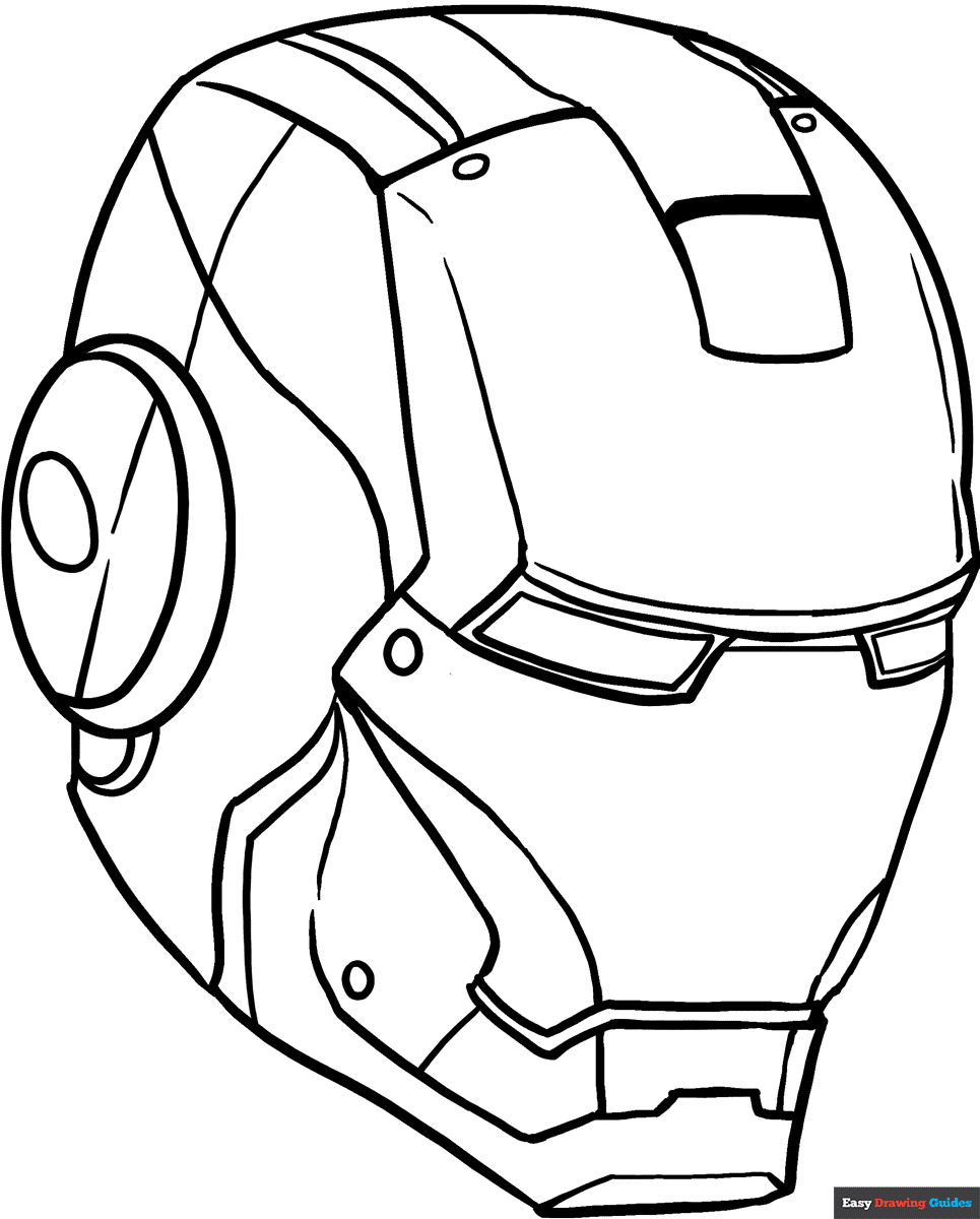 Iron Man Mask Coloring Page Easy Drawing Guides