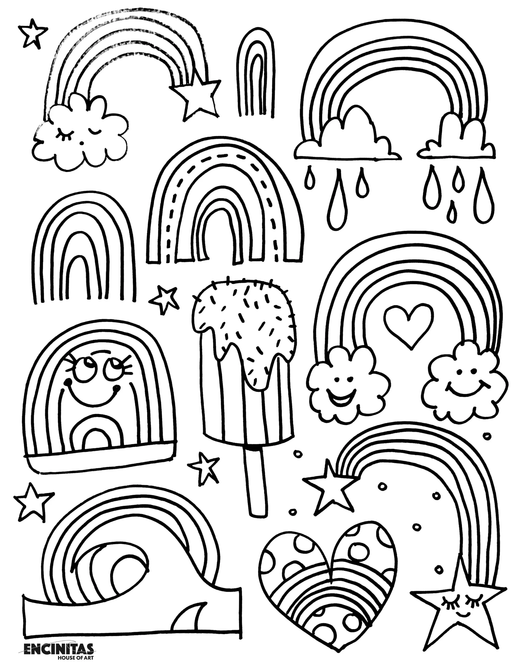 Joyful Rainbow Coloring Page Encinitas House Of Art