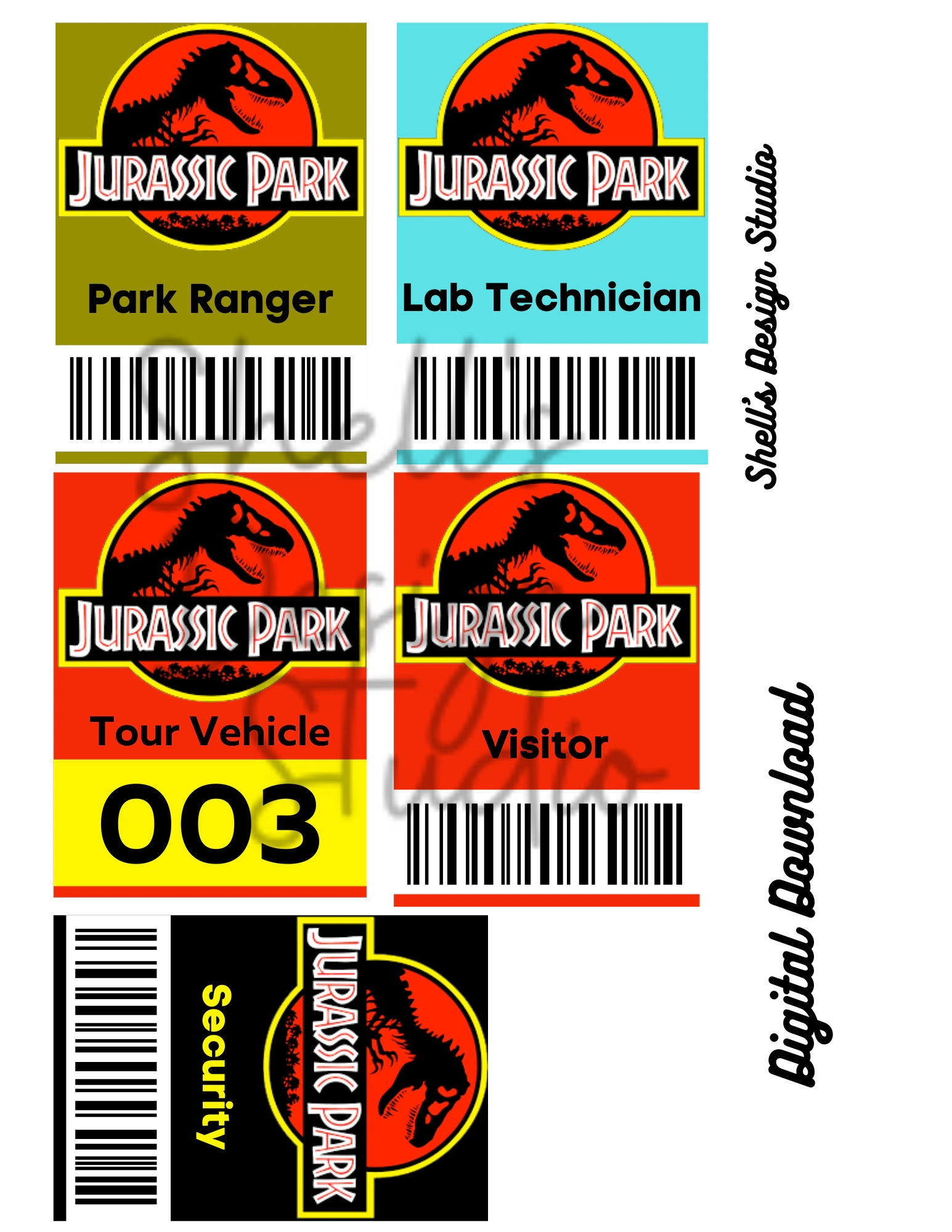 Jurassic Badges Digital Download Etsy