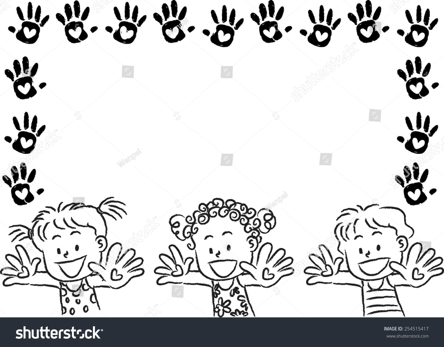 Kids Hand Print Border Frame Stock Vector Royalty Free 254515417 Shutterstock