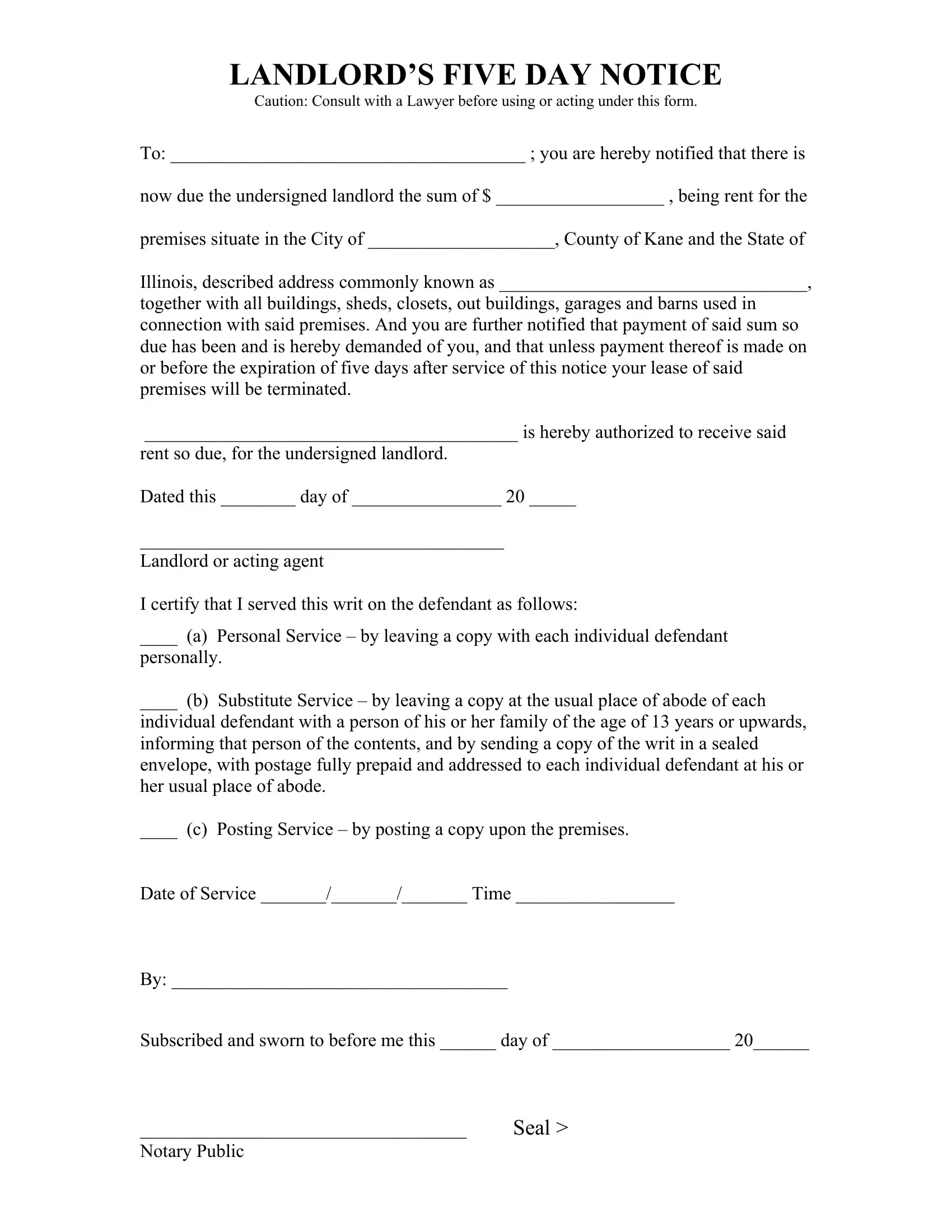 Landlords 5 Day Notice Form Fill Out Printable PDF Forms Landlords 5 Day Notice Form Fill Out Printable PDF Forms